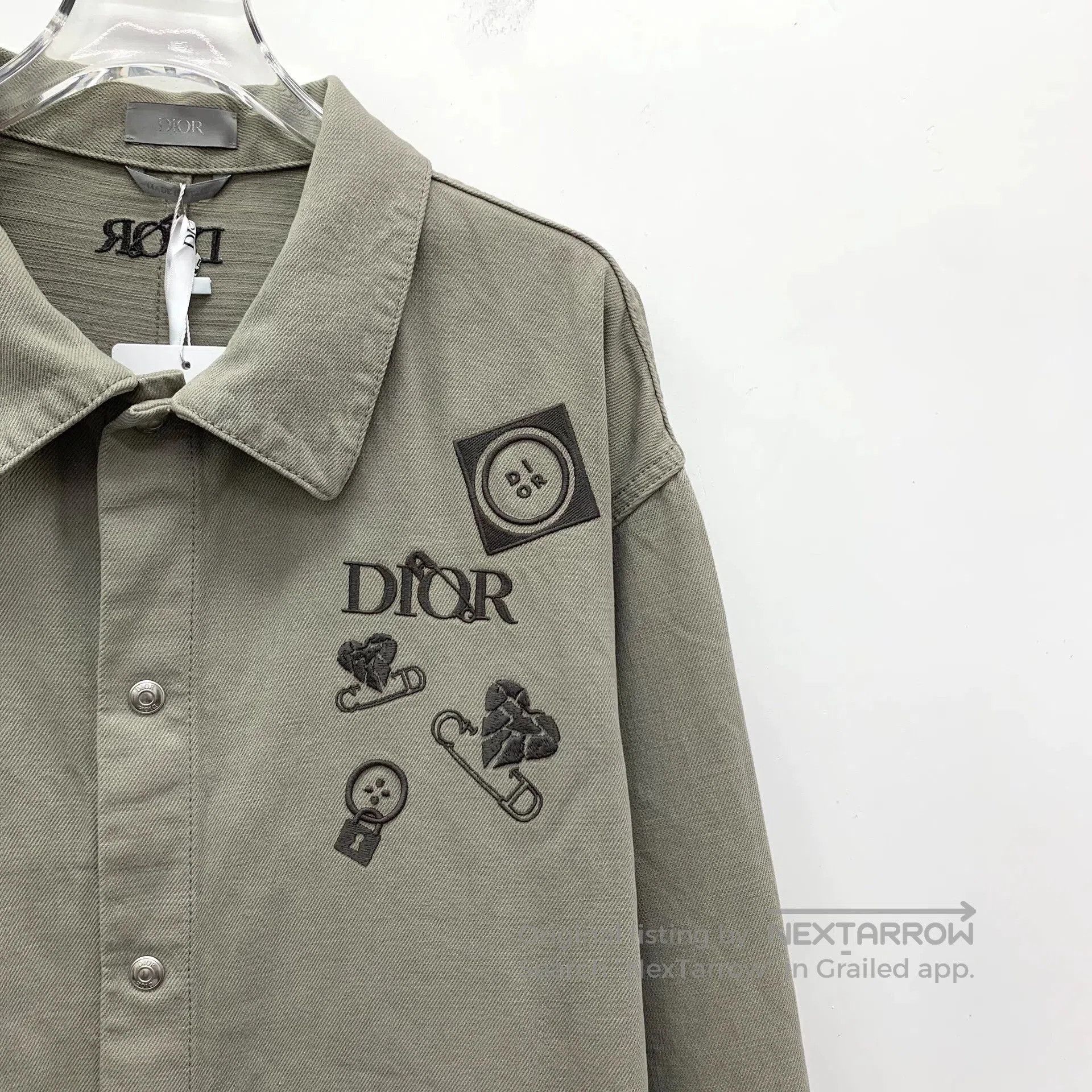 Dior Dior Gray-Brown Logo Embroidered Denim Jacket. Size US XL / EU 56 / 4 - 3 Thumbnail
