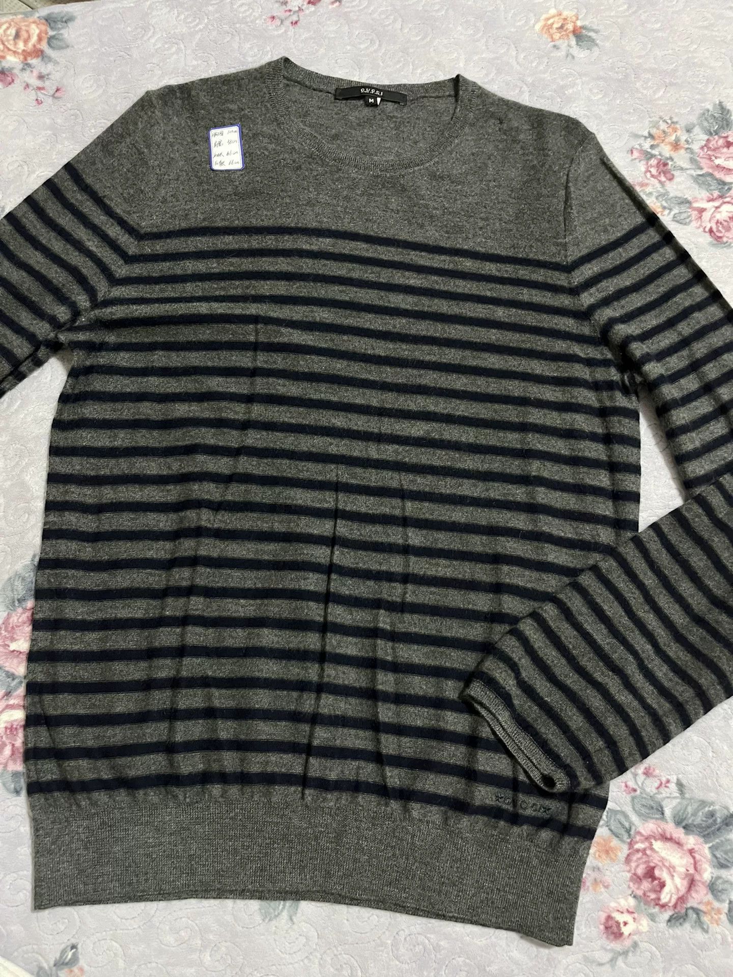 Gucci Gucci Gray Striped Cashmere Sweater Size US M / EU 48-50 / 2 - 1 Thumbnail