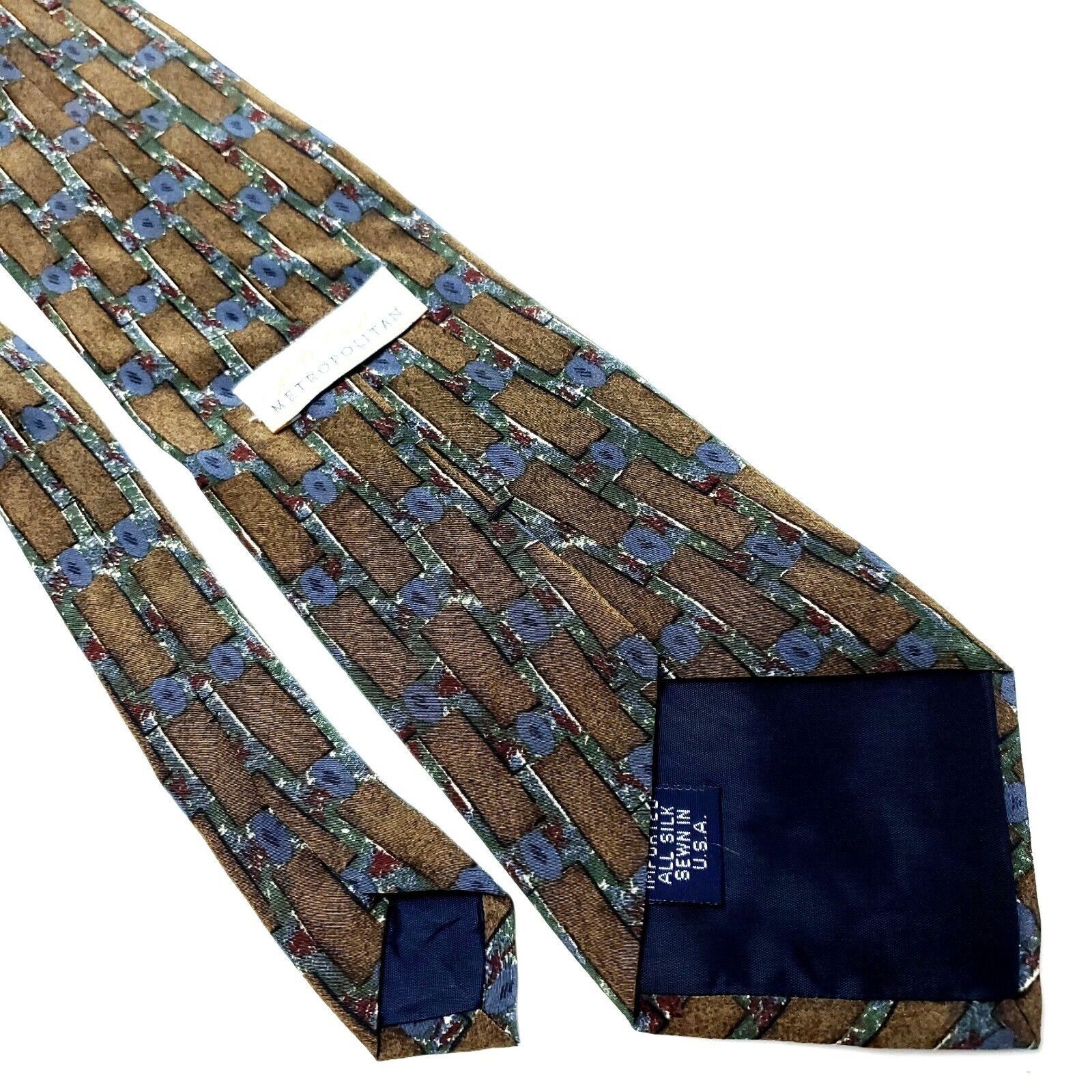 Lord & Taylor Lord Taylor Silk Tie Brown Print USA Short Wide Size ONE SIZE - 5 Thumbnail