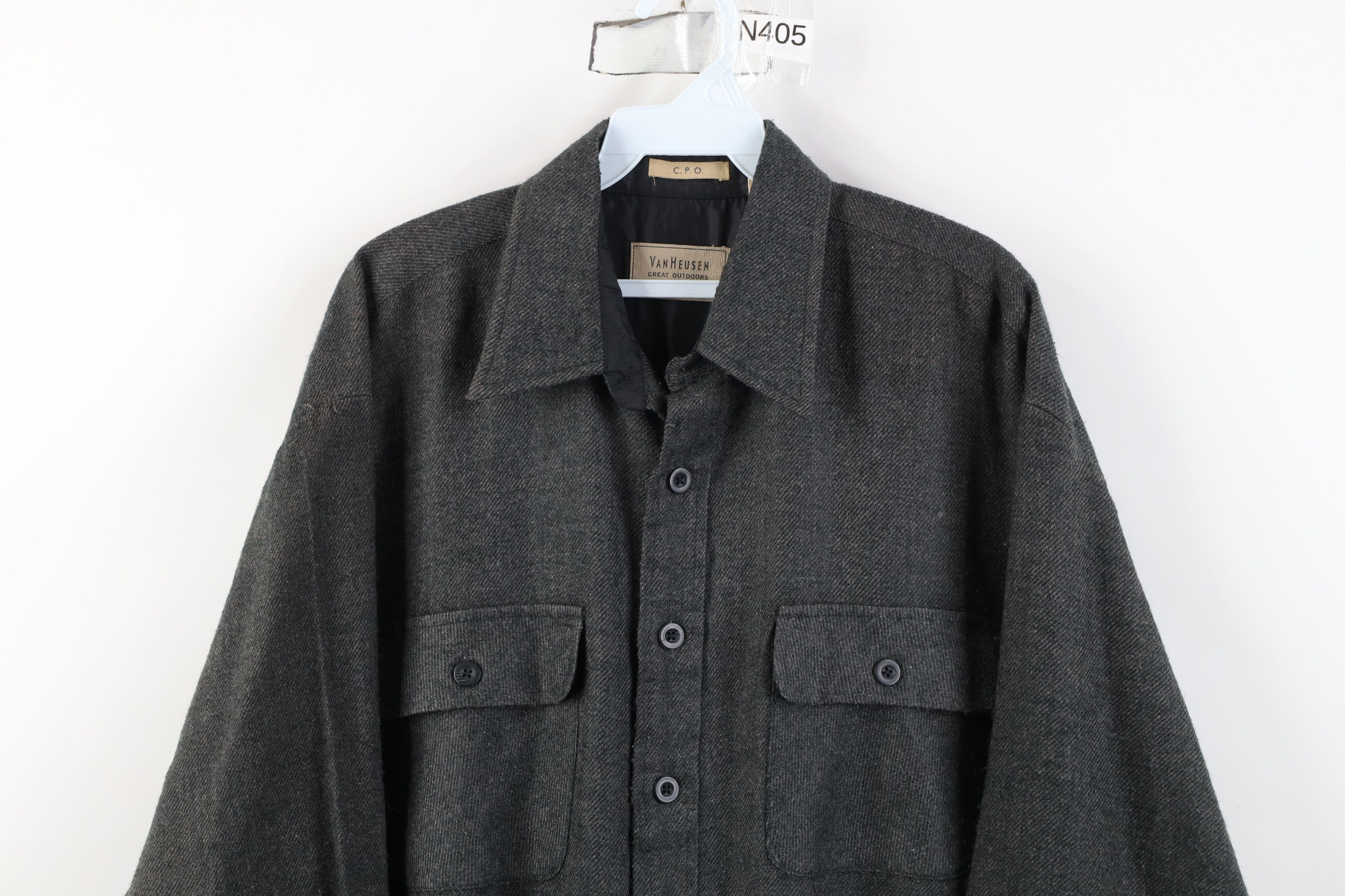 Vintage Vintage 90s Streetwear CPO Collared Button Shirt Gray Size US M / EU 48-50 / 2 - 2 Thumbnail