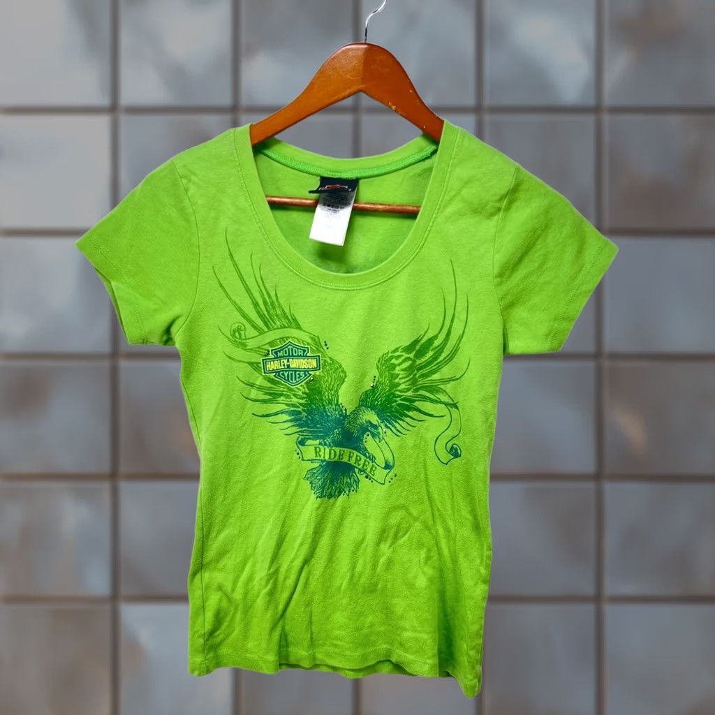 Harley Davidson VINTAGE Harley-Davidson T-Shirt Women L Green 90s Sports Hip Hop Short Sleeve Casual Size L / US 10 / IT 46 - 1 Thumbnail