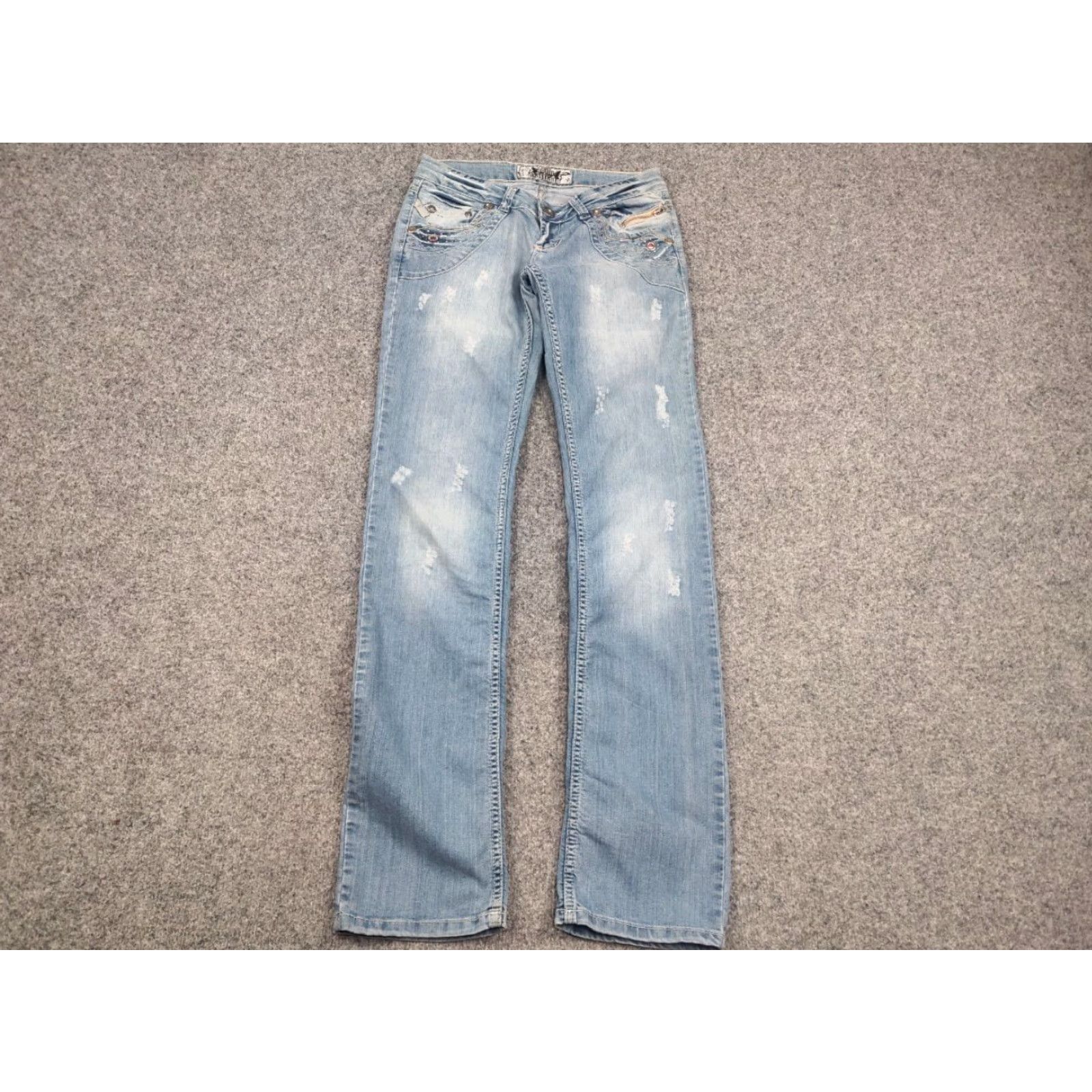 John Galliano VINTAGE John Galliano Jeans Denim 29 Blue 90s Art Biker Logo Distressed 5-Pocket Vintage John Galliano Mens Size US 29 - 4 Thumbnail