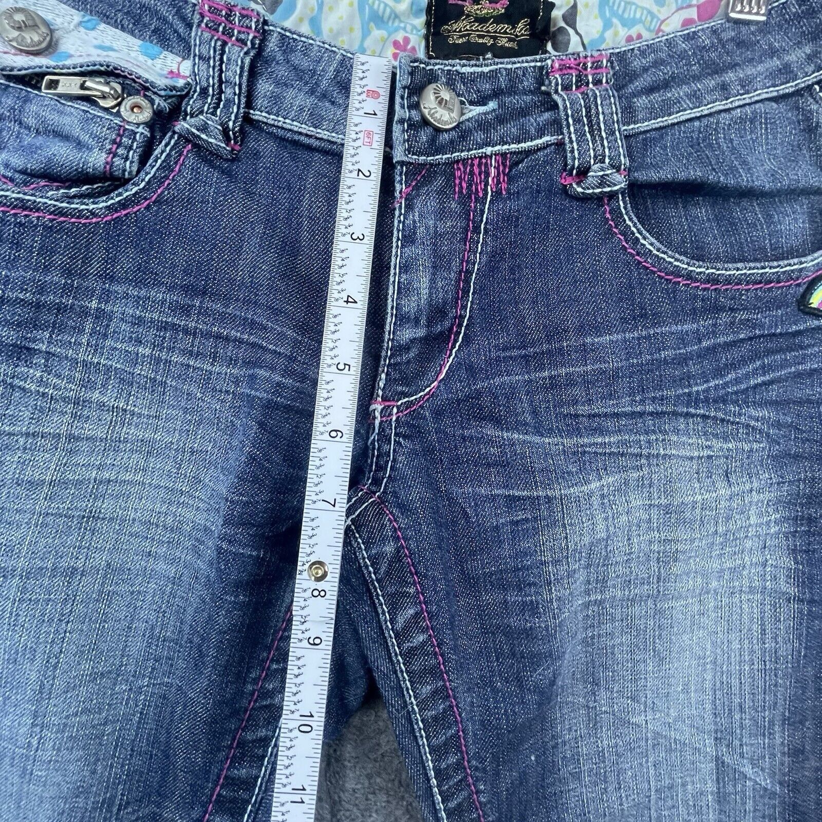 Akademiks Akademiks Jeans Womens 28 Boot Flap Pockets Rainbow Mushroom Size 28" / US 6 / IT 42 - 6 Thumbnail