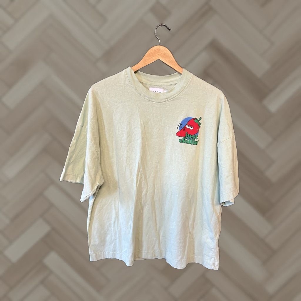 Topman Topman Mens Green Short Sleeve Just Chillin Graphic T-shirt Size M Size US M / EU 48-50 / 2 - 1 Thumbnail