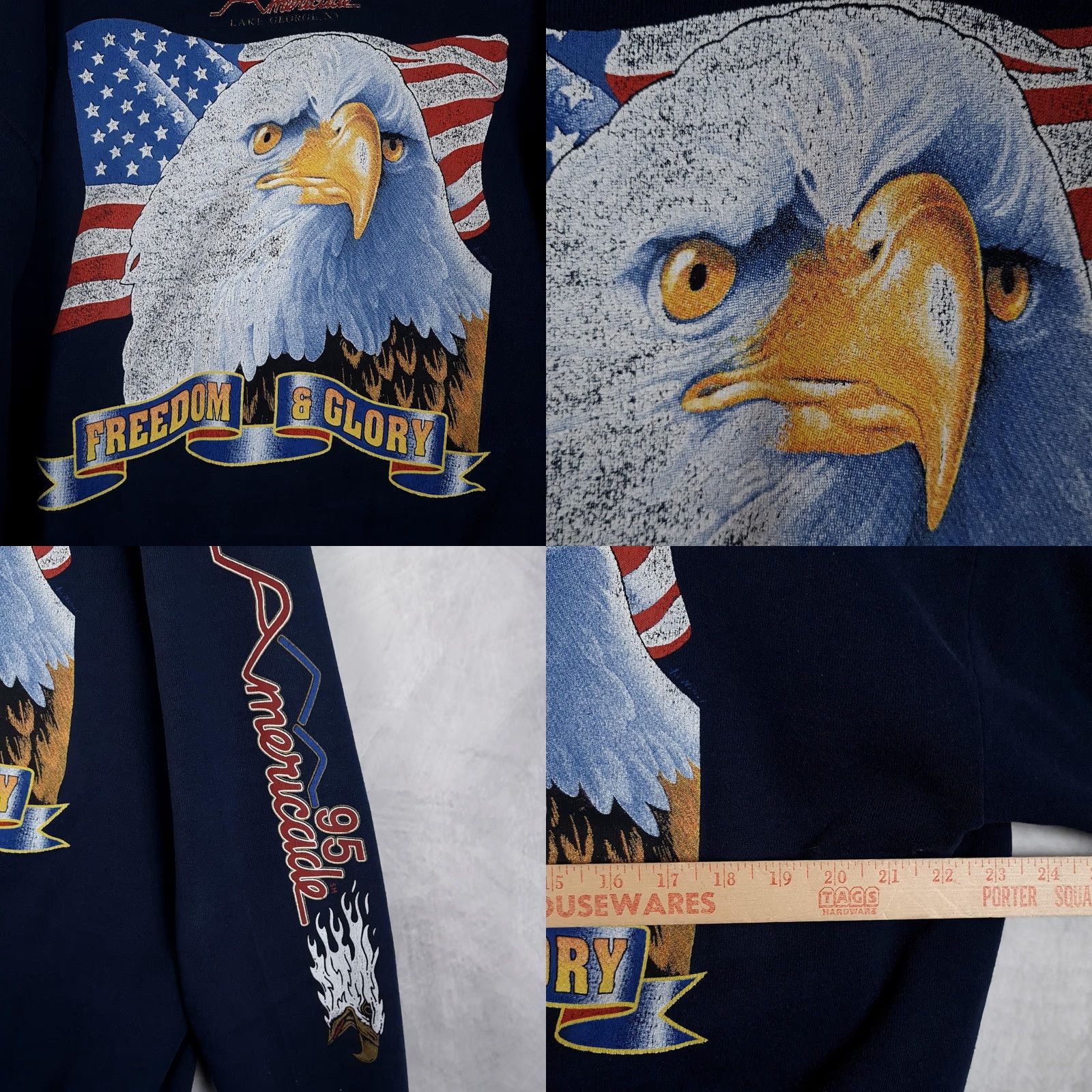 Jerzees VINTAGE Jerzees Sweatshirt Mens XL Blue Eagle Biker Rally 90s Sleeve Hit Size US XL / EU 56 / 4 - 10 Thumbnail