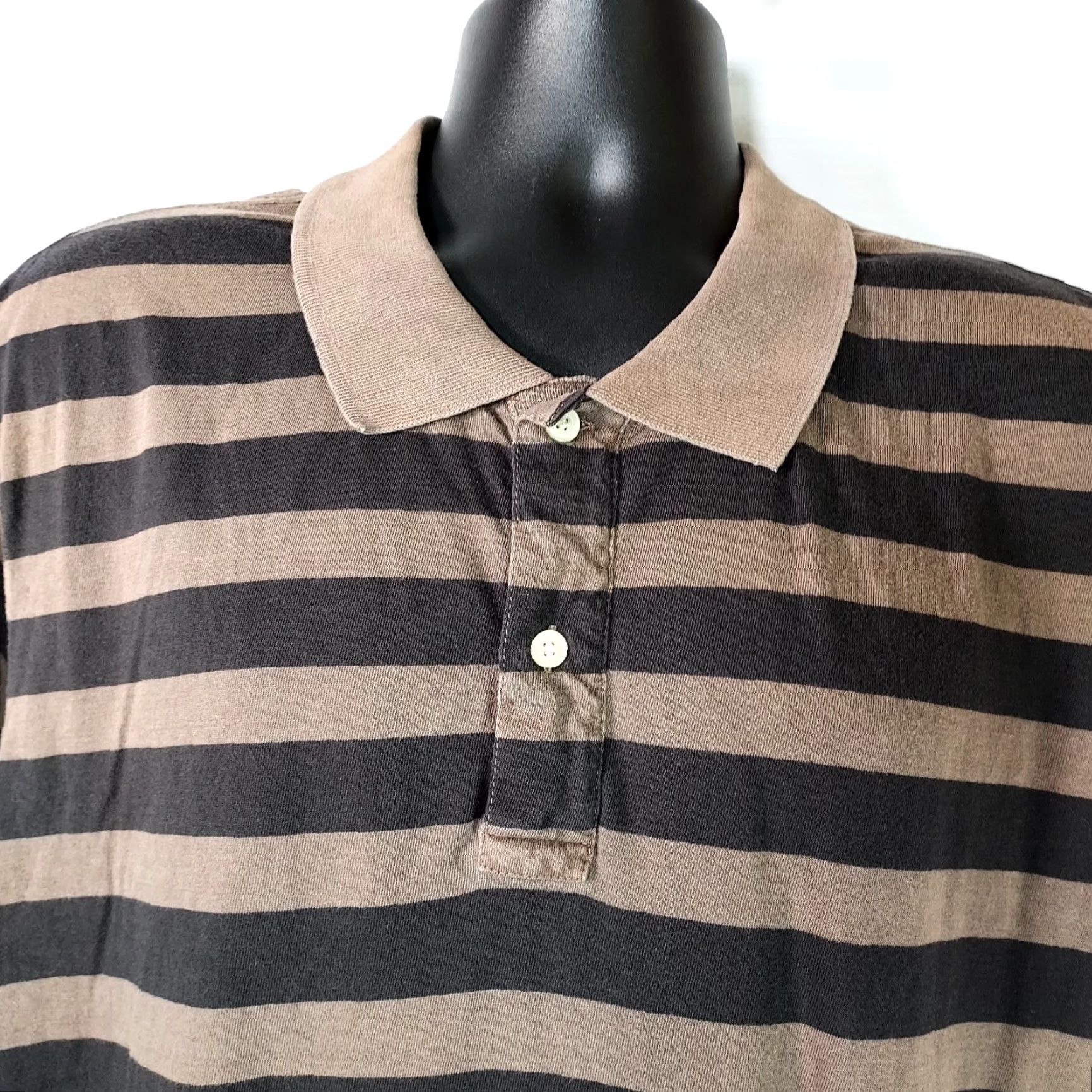 Levi's Levi's Polo Shirt Mens XL Brown Striped Short Sleeve Logo Collared Golf Shirt Size US XL / EU 56 / 4 - 3 Thumbnail