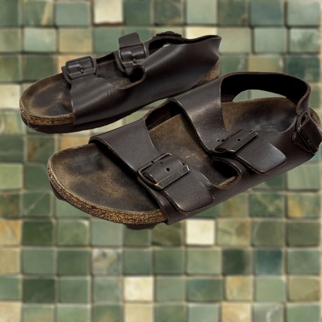 Birkenstock Birkenstock Slingback Womens Brown Milano Leather Sandals Ankle Strap Dark Size US 6 / IT 36 - 1 Thumbnail