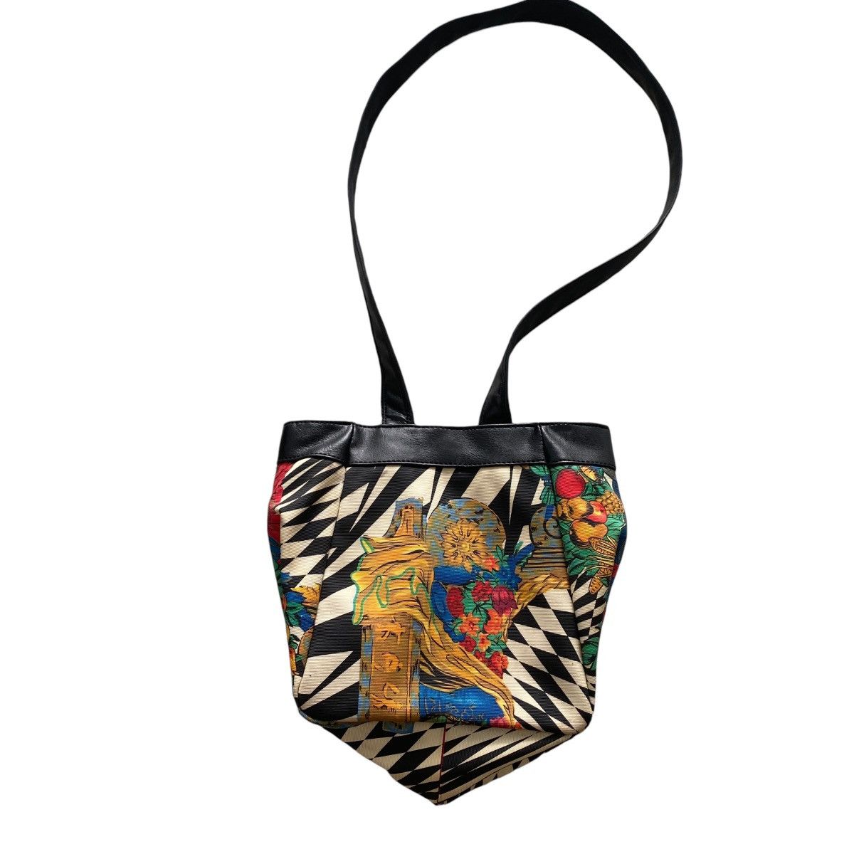 Versace Vintage 80s Gianni Versace Checkered Flower Shoulder Bag Size ONE SIZE - 3 Thumbnail
