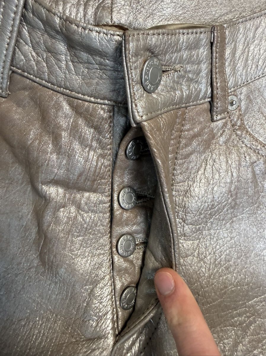 Helmut Lang Rare 1999 Helmut Lang Astro Silver Leather Pants Size 27 Size 27" / US 4 / IT 40 - 6 Thumbnail