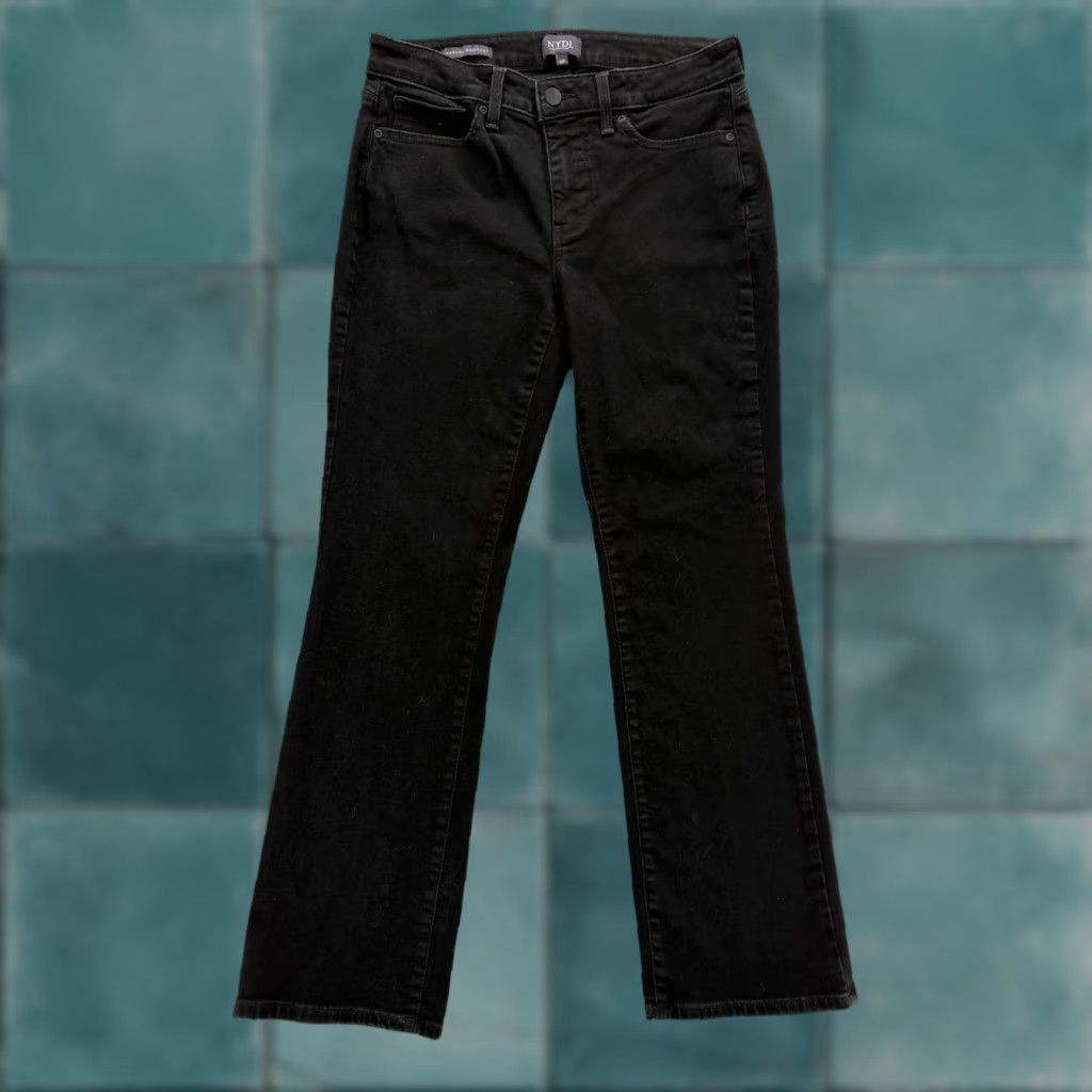 NYDJ VINTAGE NYDJ Barbara Bootcut Jeans Womens 6P Black Lift Tuck Technology Stretch Denim Size 28" / US 6 / IT 42 - 1 Thumbnail