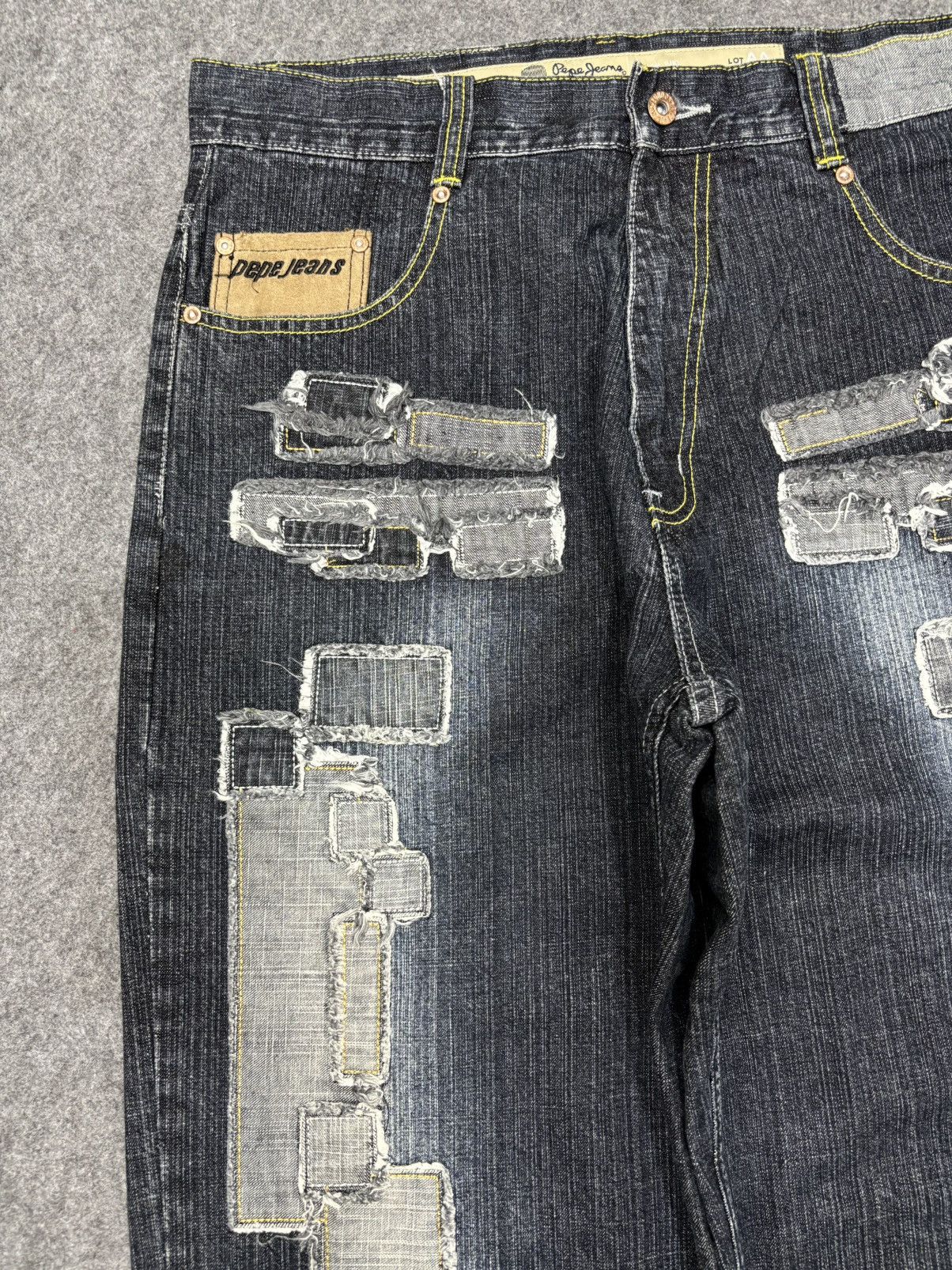 Japanese Brand 💥Baggy Patchwork💥Sick Rapper Pepe Patchwork Denim F687 Size US 35 - 7 Thumbnail