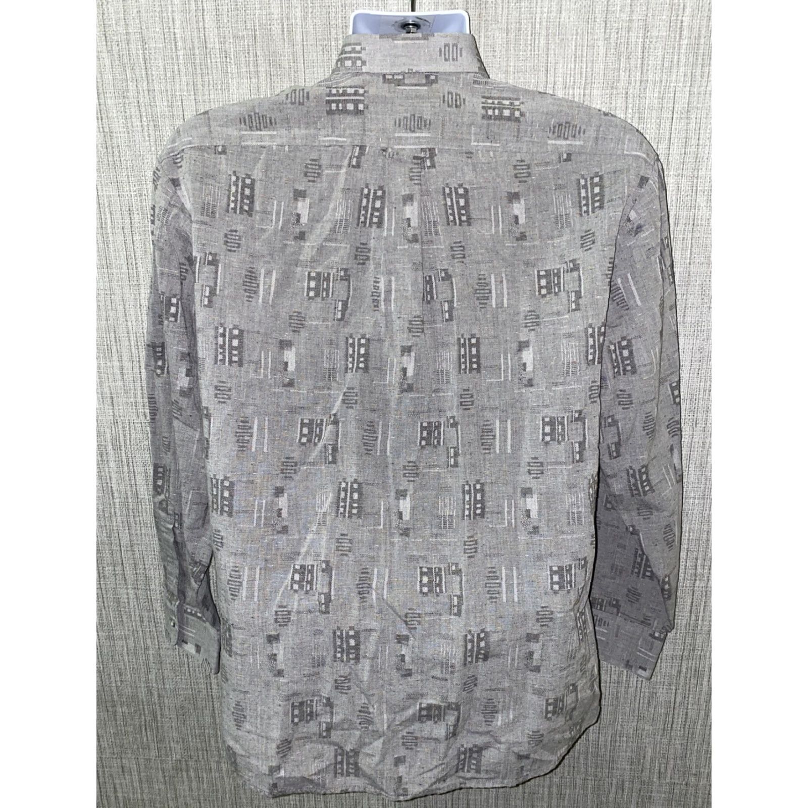 Vintage Figara Shirt Men Long Sleeve Button-Up Gray M Regular Collar Down French Made Cotton Blend Button Front Size US M / EU 48-50 / 2 - 5 Thumbnail
