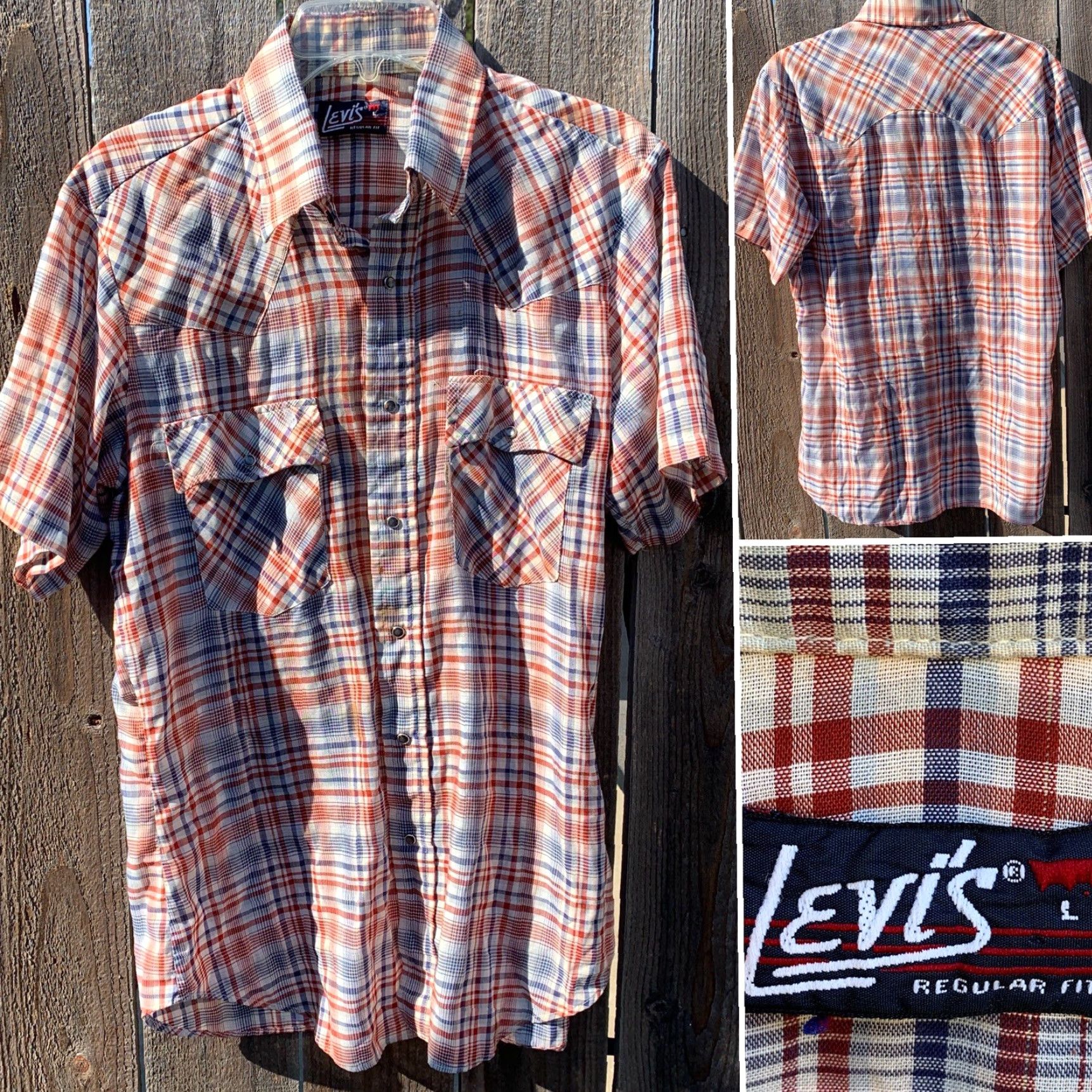 Vintage VINTAGE Levi’s Plaid Shirt Western (faux Pearl Snap) Thin Worn Sz L 67648-5301 Size US S / EU 44-46 / 1 - 4 Thumbnail