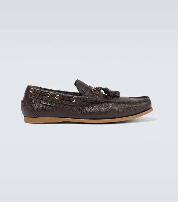 o1loc1c0524 J1342R Large Robin Leather Loafers in Brown