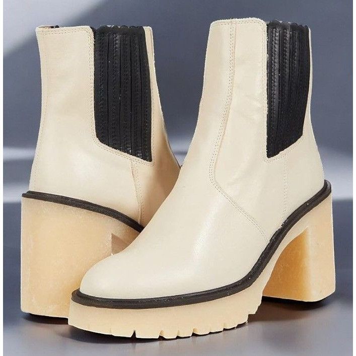 Free People Free People Women White James Chelsea Boot Chunky Heel NEW Size US 8 / IT 38 - 12 Thumbnail
