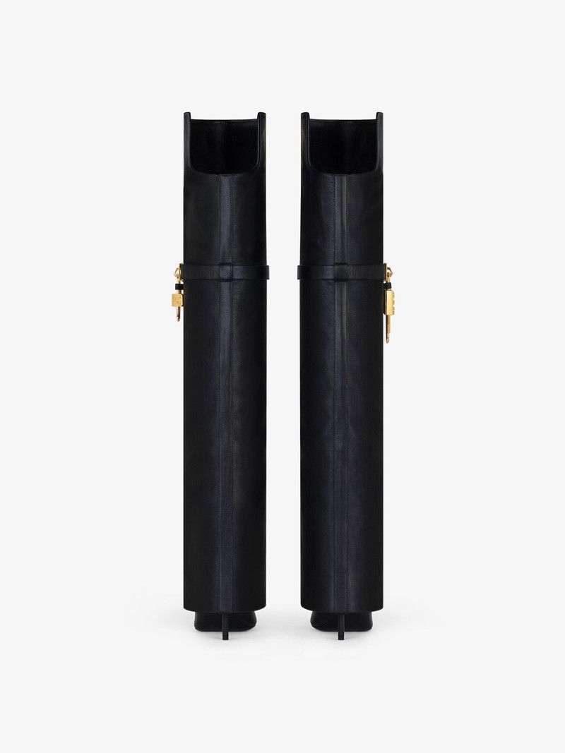 Givenchy o1w1db10326 Shark Lock Stiletto OTK Boots in Black Size US 10 / IT 40 - 7 Thumbnail