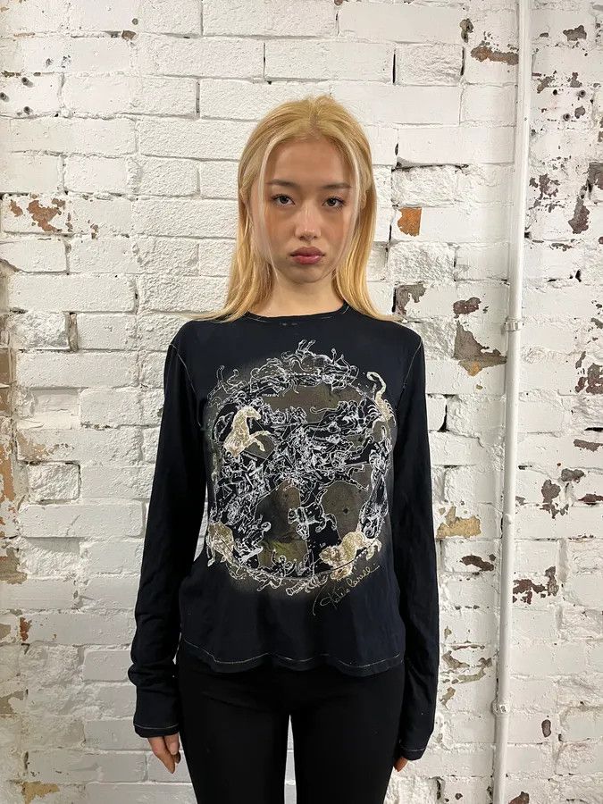 Roberto Cavalli 2000s Roberto Cavalli Astrology Black Longsleeves Size M / US 6-8 / IT 42-44 - 2 Thumbnail