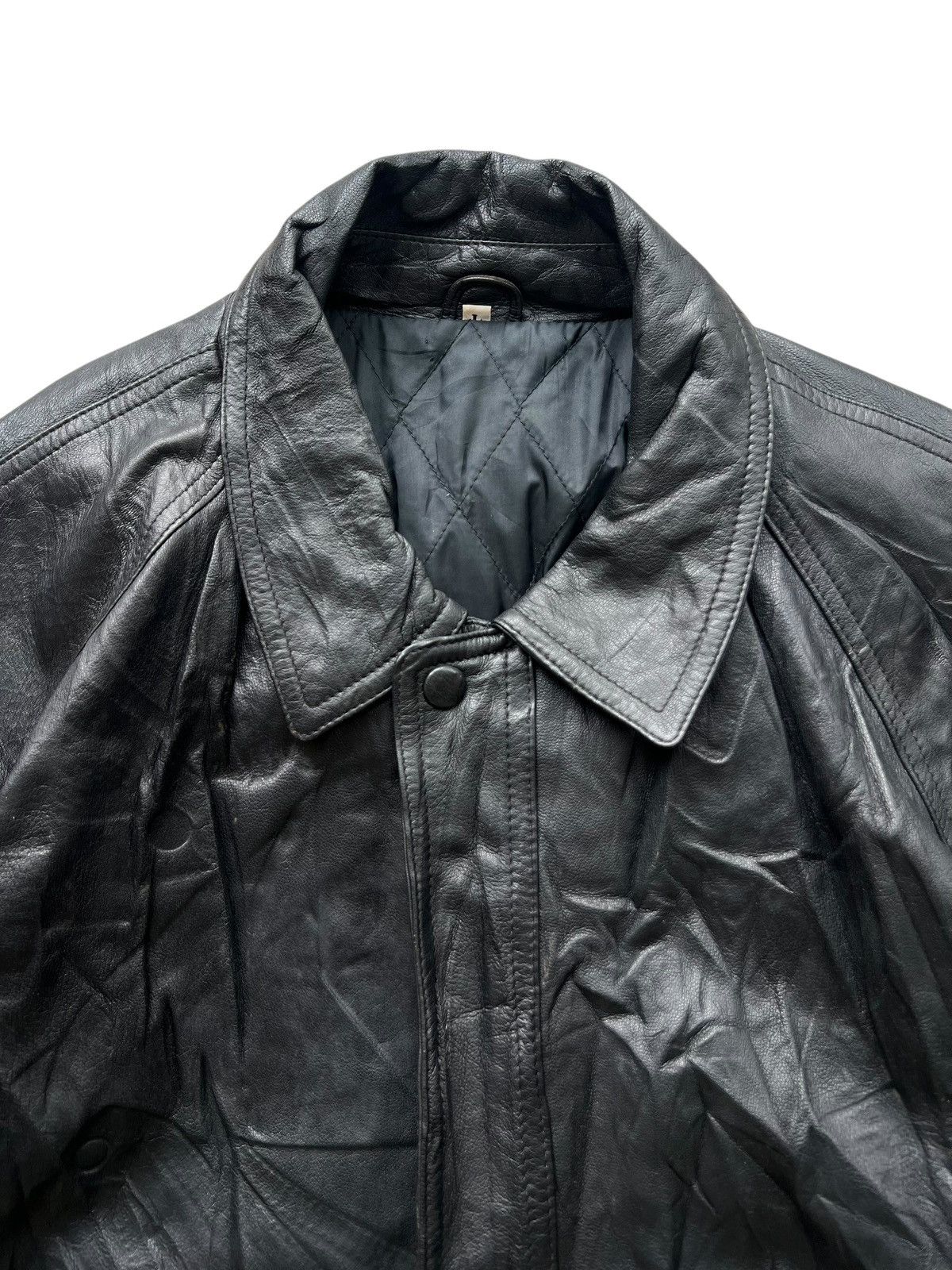 Japanese Brand × Vintage Nonchalant Ans Black Trench Coat Leather Jacket Size US L / EU 52-54 / 3 - 4 Thumbnail