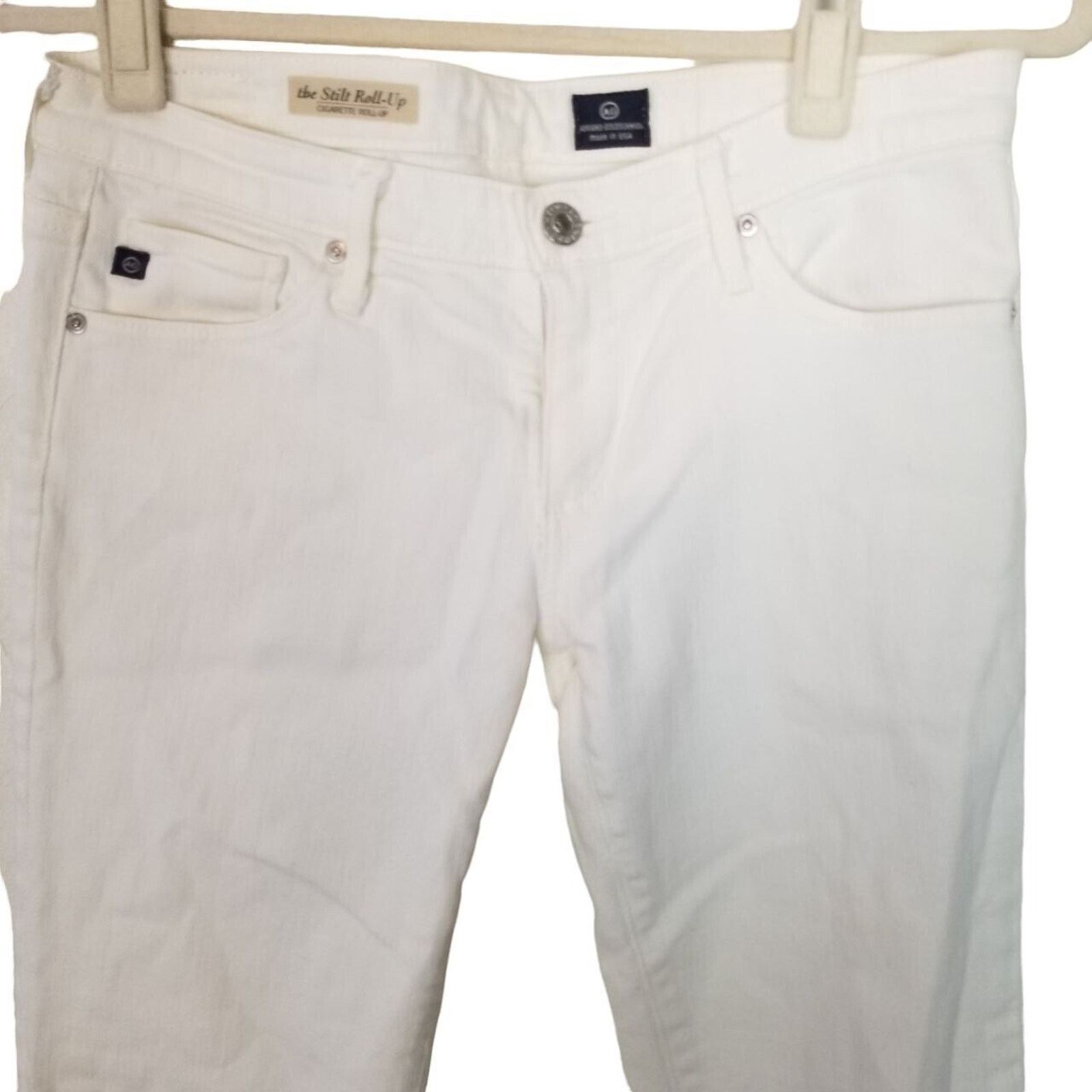 AG Adriano Goldschmied Adriano Goldschmied Womens White The Stilt Cigarette Roll Up Size 28" / US 6 / IT 42 - 2 Thumbnail