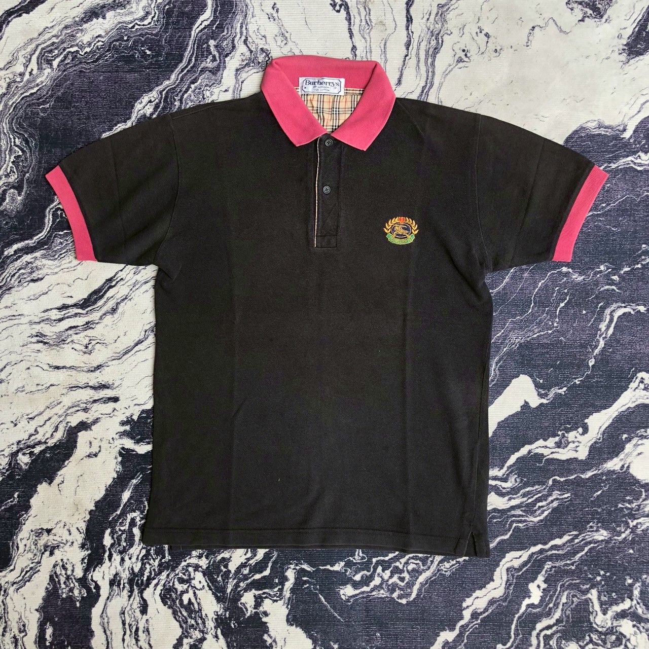 Burberry Vintage 90s Burberrys of London Crest Logo Polo Shirt Size US M / EU 48-50 / 2 - 1 Thumbnail