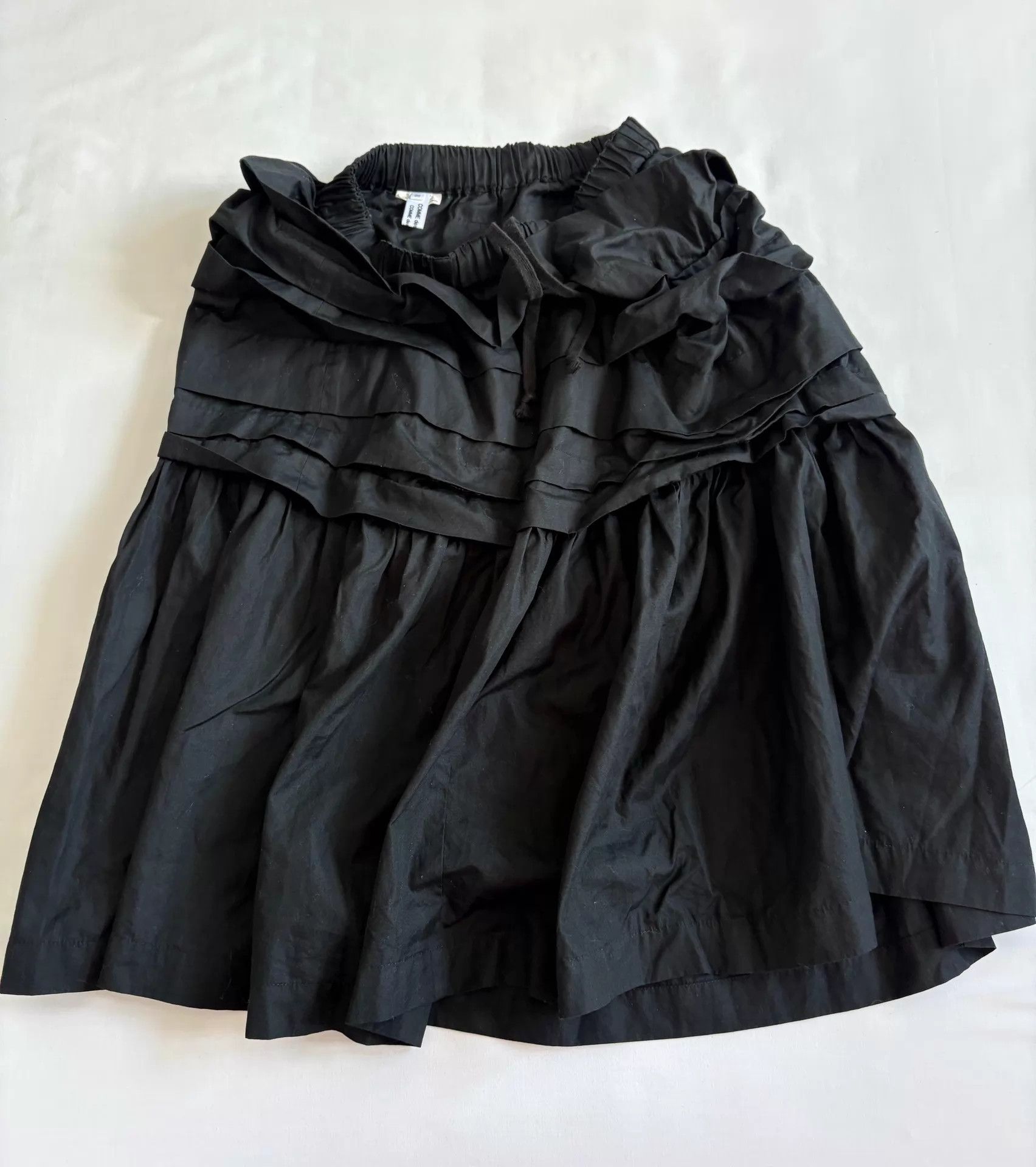 Comme des Garcons CDG Vintage Black Pleated Layered Elastic Waist Skirt Size 24" / US 00 / IT 34 - 6 Thumbnail