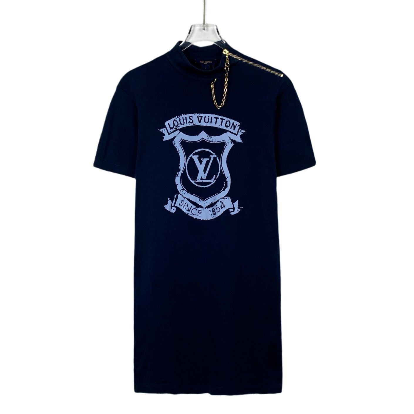 Louis Vuitton Louis Vuitton Womens Navy Blue T-Shirt With Chain Detail & L Size S / US 4 / IT 40 - 1 Thumbnail