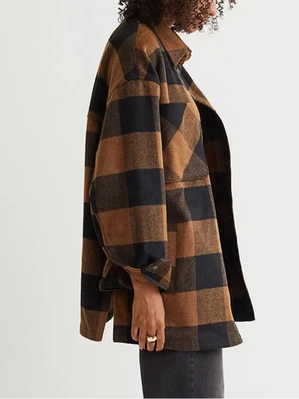 H&M H&M / Oversized Buffalo Plaid Shacket Jacket / Brown Black Size S / US 4 / IT 40 - 4 Thumbnail