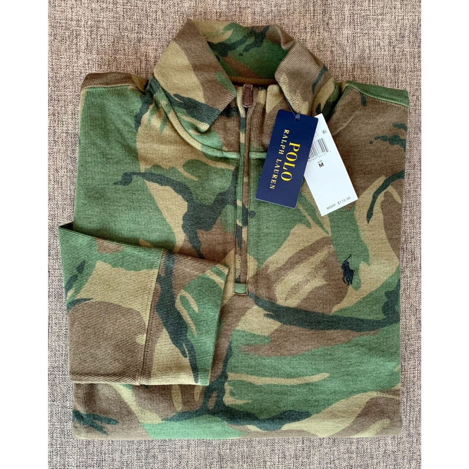 Polo Ralph Lauren POLO RALPH LAUREN SWEATER Mens MOCK NECK ZIP CAMO $110 Size US L / EU 52-54 / 3 - 2 Thumbnail