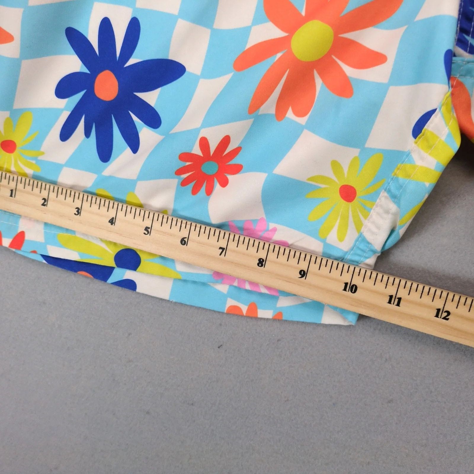 Other Distortion Men's XL Retro Hippie Floral Check 7" Swim Trunks Size US 34 / EU 50 - 6 Thumbnail