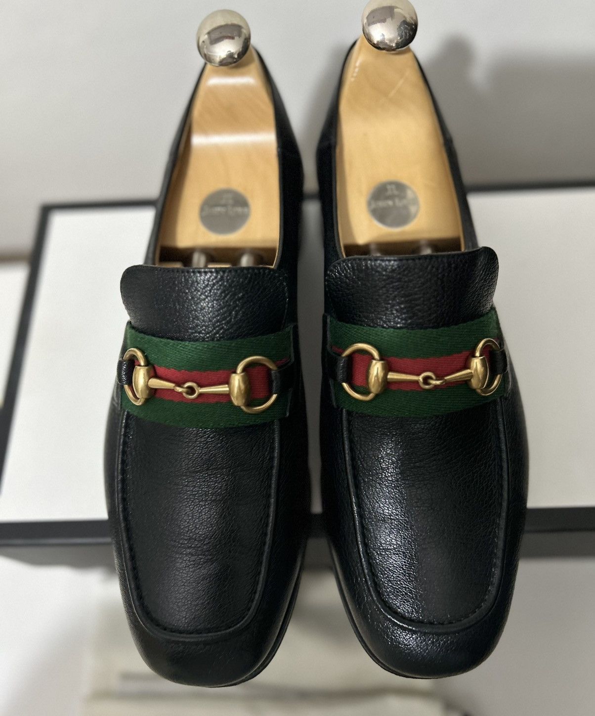 Gucci Gucci GG Bonnie Black Leather Horsebit Web Loafers UK8 Size US 8 / EU 41 - 9 Thumbnail