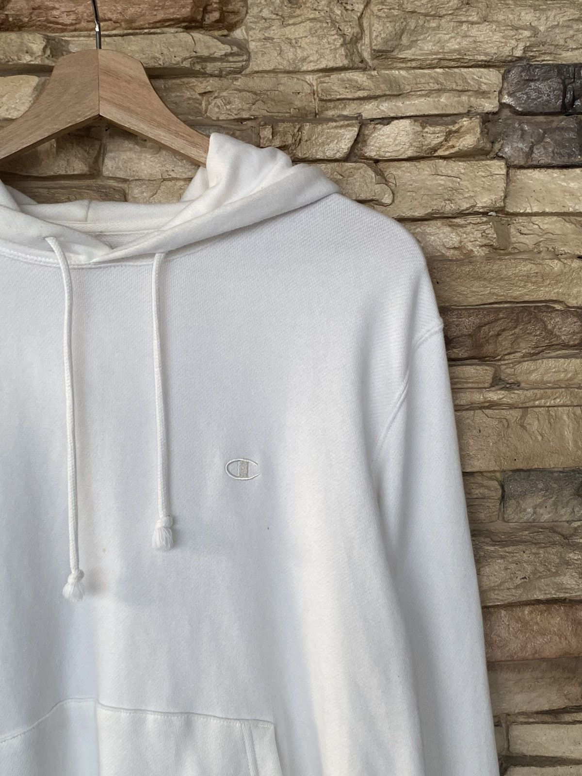 Champion Champion Logo White Pullover Hoodie Sweater Size US L / EU 52-54 / 3 - 3 Thumbnail