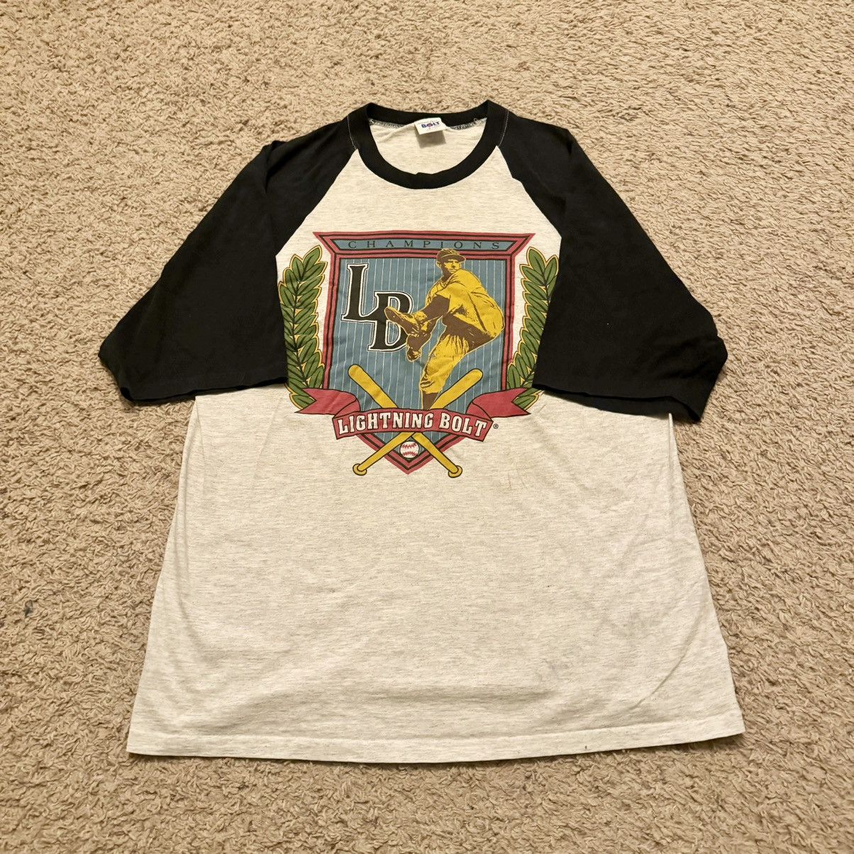 Lightning Bolt VINTAGE LIGHTNING BOLT SURF BRAND BASEBALL TEE! Size US L / EU 52-54 / 3 - 1 Thumbnail