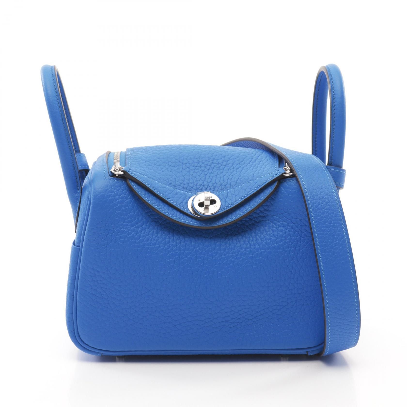 Hermes Hermes Lindy Mini Taurillon Clemence Shoulder Bag Leather Shoulder Bag Stamp W (2024) in Blue, Women's