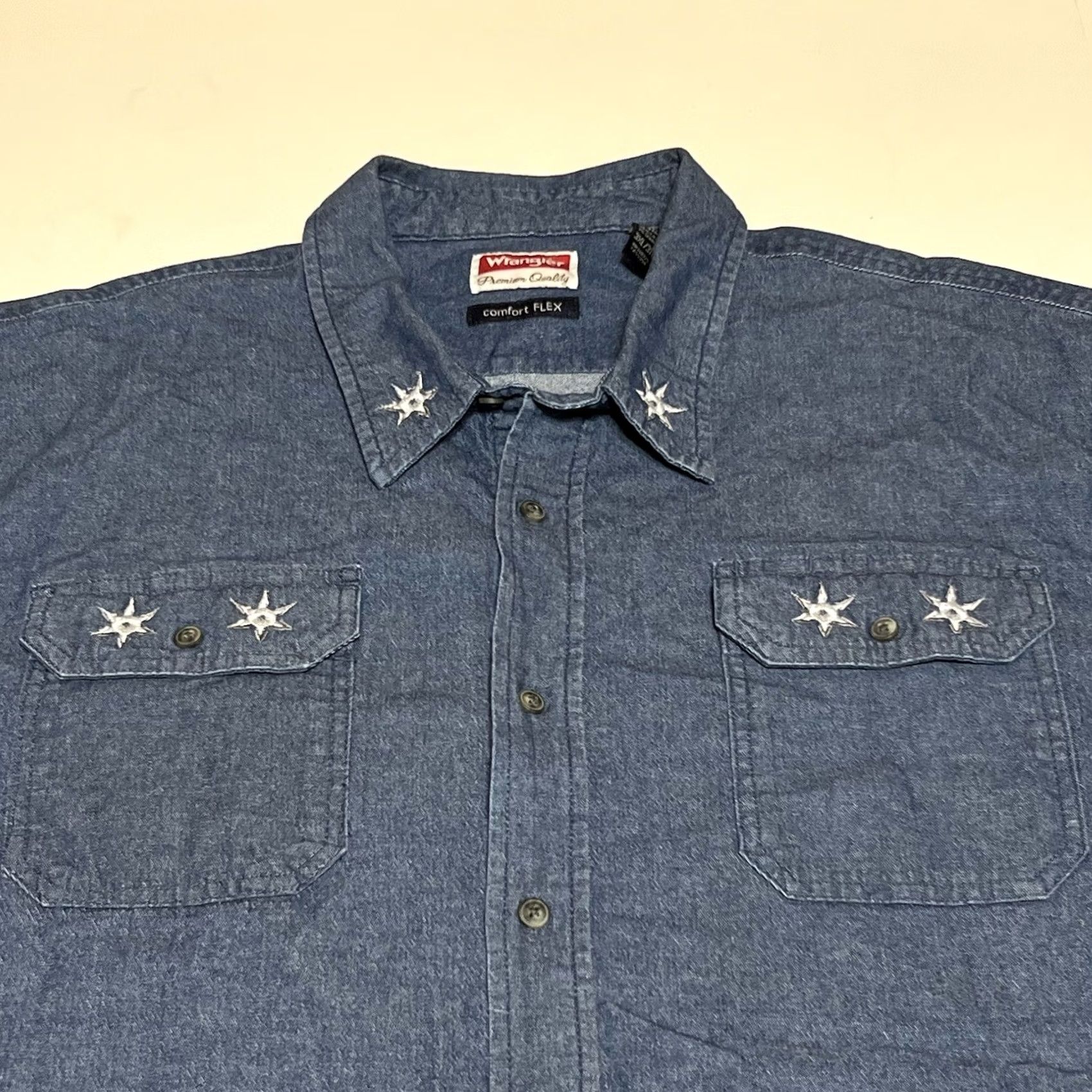 Wrangler VINTAGE Wrangler Comfort FLEX Men's 3XL Long Sleeve Button-Up Shirt Embroider Knives Size US XXL / EU 58 / 5 - 6 Thumbnail