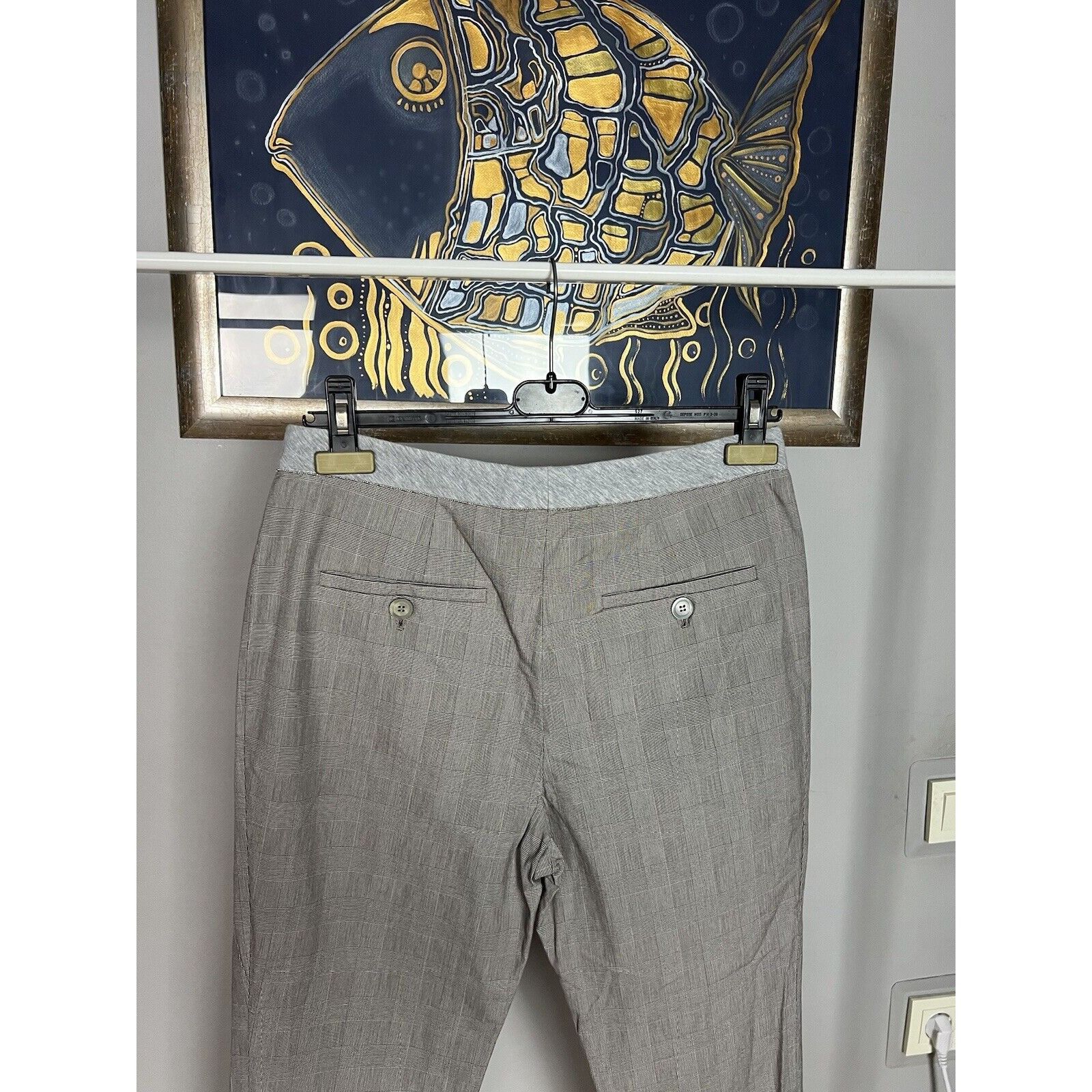 Brunello Cucinelli Brunello Cucinelli Women`s Gray Checked Straight Pants Size Size 27" / US 4 / IT 40 - 9 Thumbnail