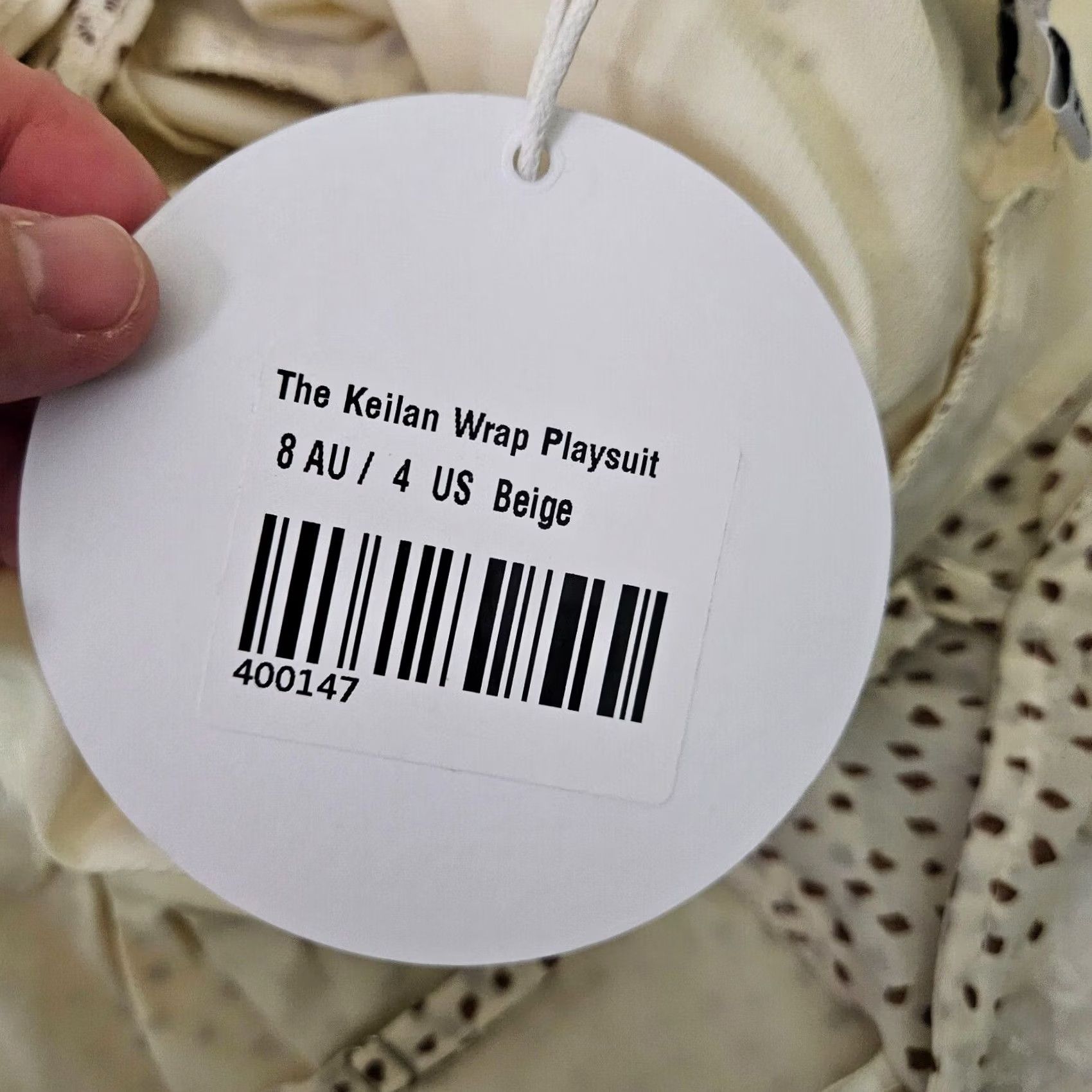 PRINCESS POLLY Princess Polly The Keilan Wrap Playsuit Beige Jumpsuit Women's Size 4 NEW Size 27" / US 4 / IT 40 - 7 Thumbnail
