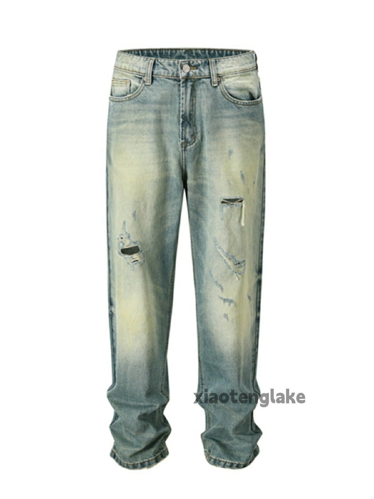 Jean × Vintage washed faded loose baggy skate hiphop damaged jeans Size US 34 / EU 50 - 6 Thumbnail
