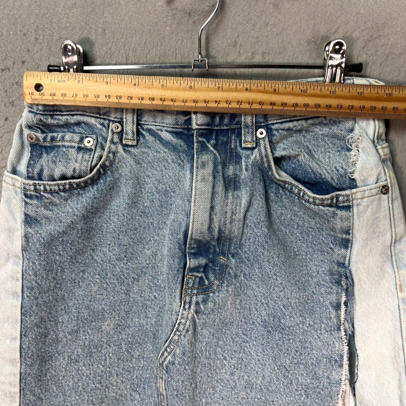 Mango Mango Denim Patchwork Maxi Skirt Womens Small Blue Cotton Patchwork Slit Bohemian 90s Womens (Spring, Summer, Fall) Shoes? Wait no. Size 28" / US 6 / IT 42 - 5 Thumbnail