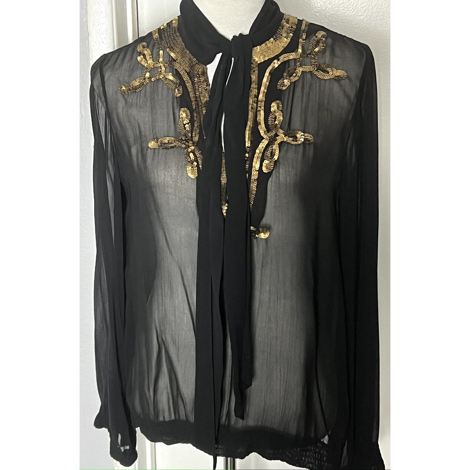 Antik Batik Antik Batik sheer black and gold sequin blouse Sz S Size S / US 4 / IT 40 - 1 Thumbnail