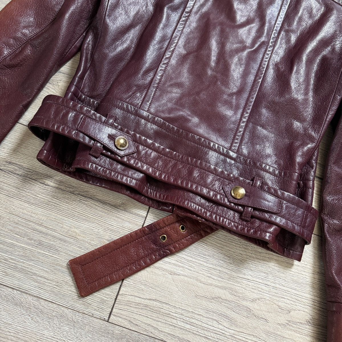 Gucci Gucci Burgundy Leather Jacket Biker by Tom Ford Y2K Size XS / US 0-2 / IT 36-38 - 14 Thumbnail