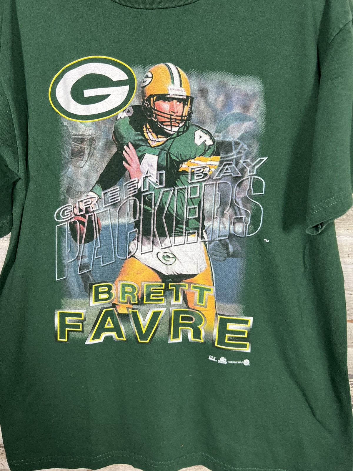 Vintage Vintage Brett Favre Green Bay Packers Shirt Size US L / EU 52-54 / 3 - 3 Thumbnail