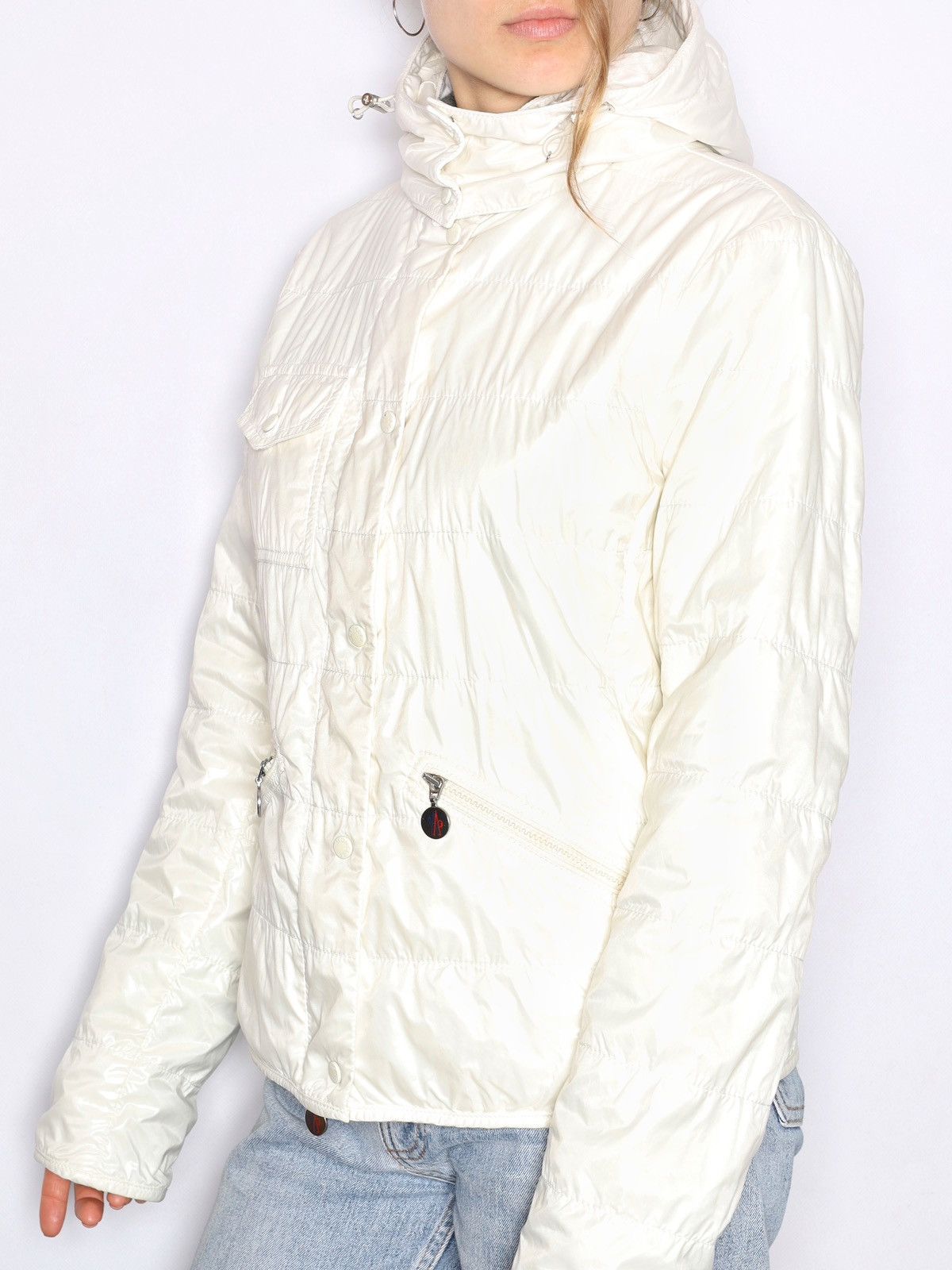 Moncler Moncler Vintage Cream White Nylon Jacket Hooded Size L / US 10 / IT 46 - 1 Thumbnail