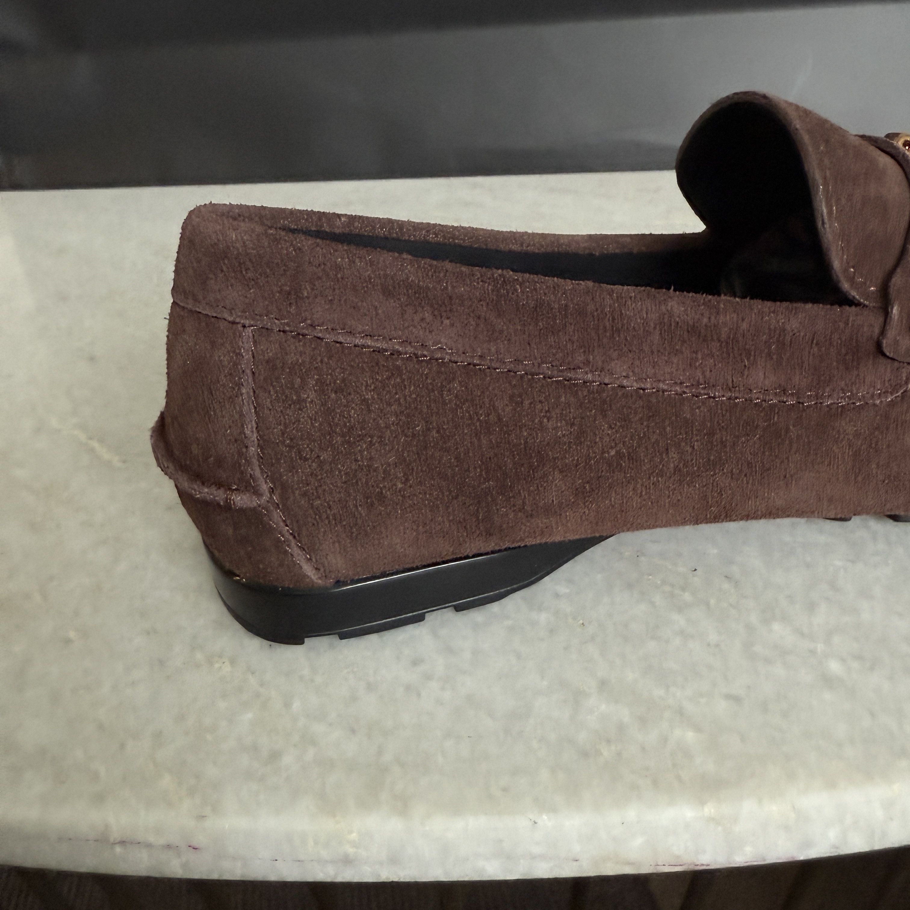 Versace VERSACE Medusa Men's Brown Suede Driver Shoes, Sz 40 Size US 7 / EU 40 - 11 Thumbnail