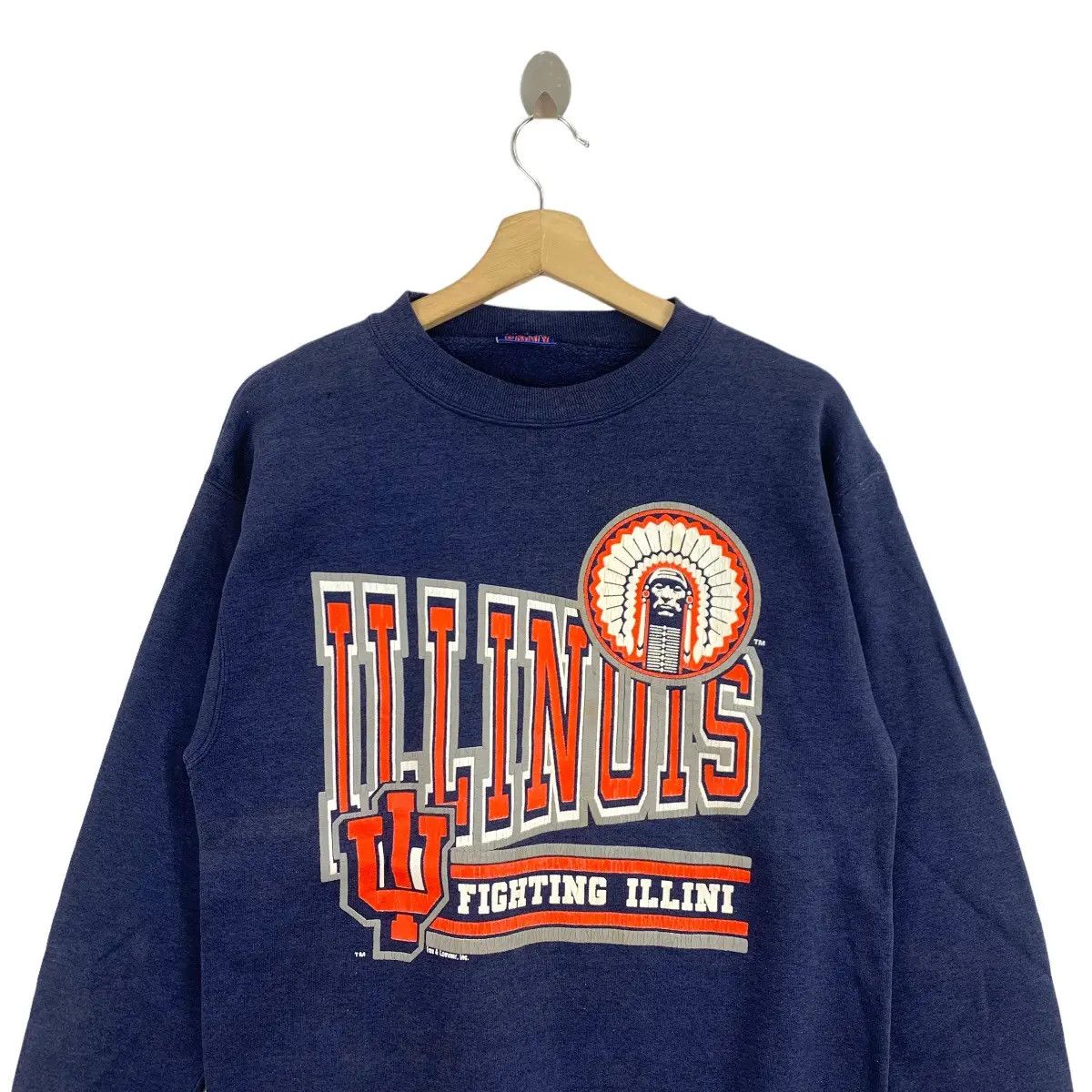 NFL × Vintage Vintage 90’ ILLINOIS FIGHTING ILLINI FOOTBALL NFL Sweatshirt Size US M / EU 48-50 / 2 - 2 Thumbnail