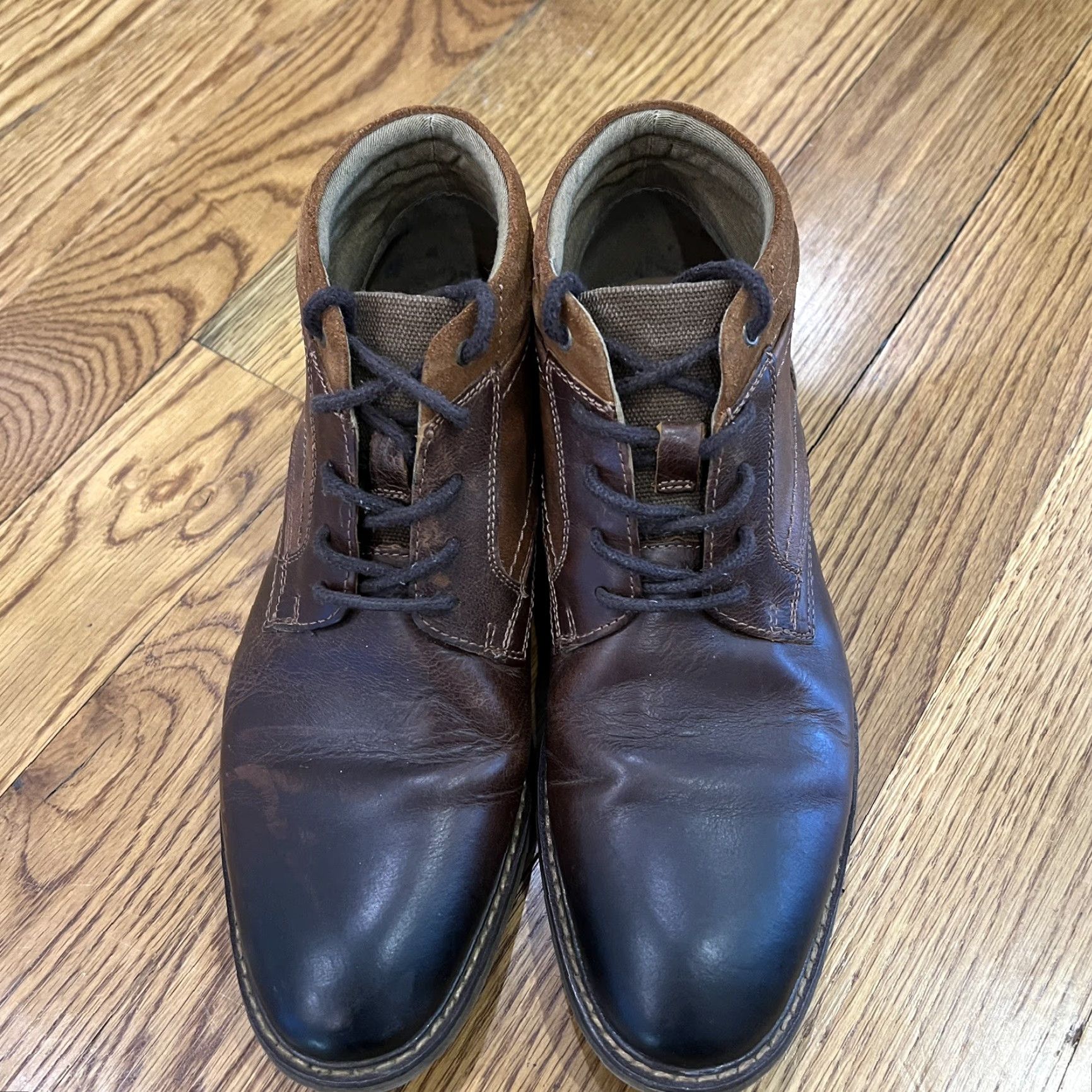 Aldo VINTAGE ALDO Men Brown Leather Suede Canvas Chukka Boots Size 9 Casual Formal Mens Size US 9 / EU 42 - 4 Thumbnail