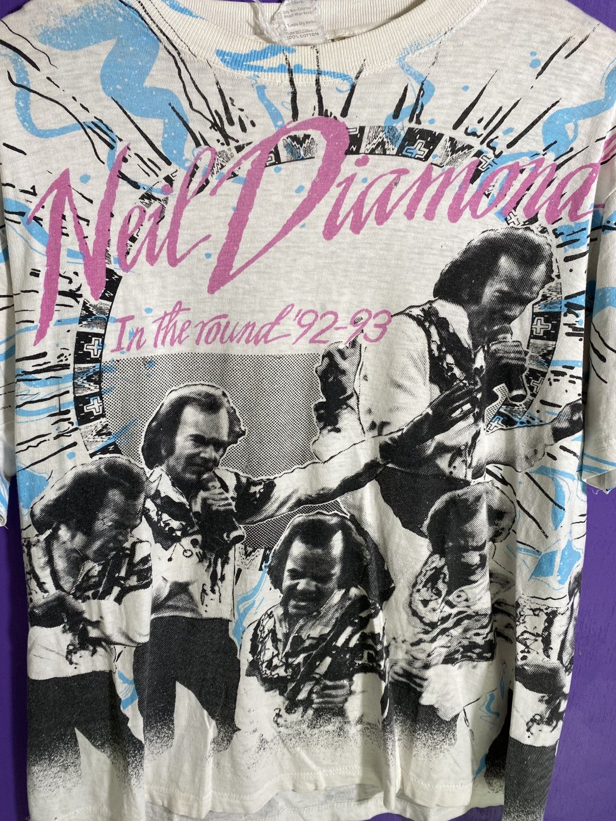 Band Tees × Vintage Vintage 92/93 Neil diamond AOP tour t-shirt Size US L / EU 52-54 / 3 - 3 Thumbnail