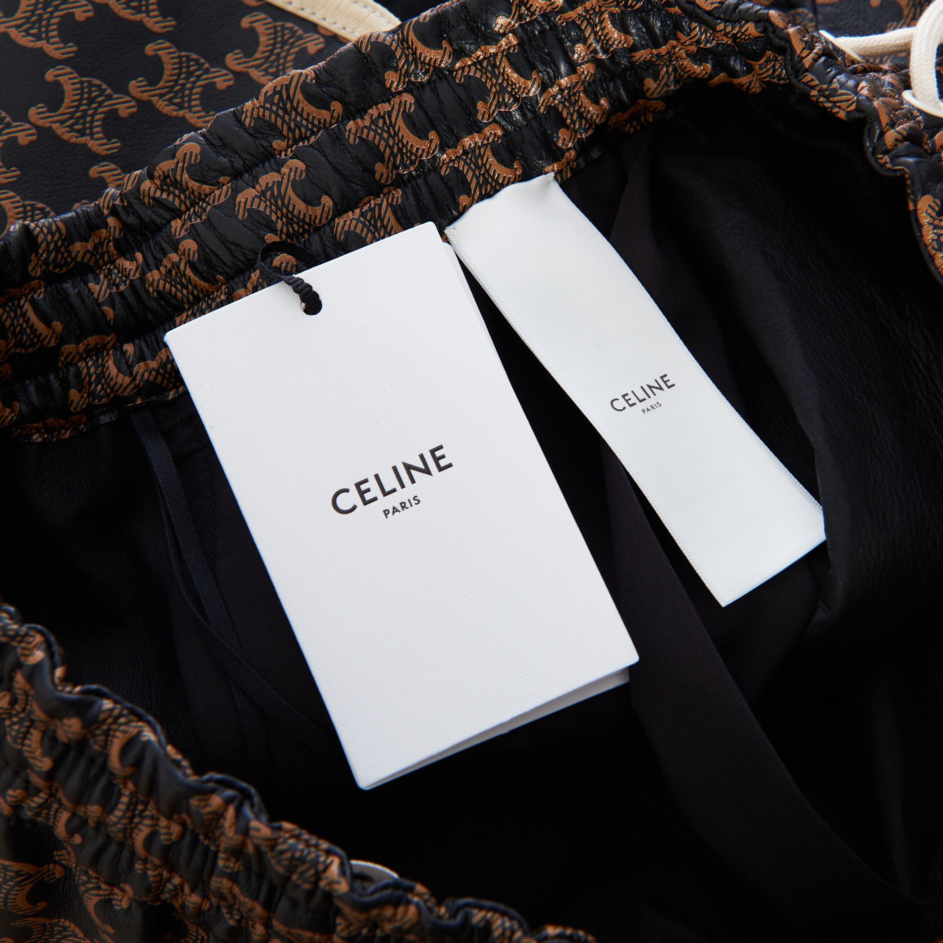 Celine Athletic Lambskin Leather Shorts With Monogram Print Size 27" / US 4 / IT 40 - 3 Thumbnail