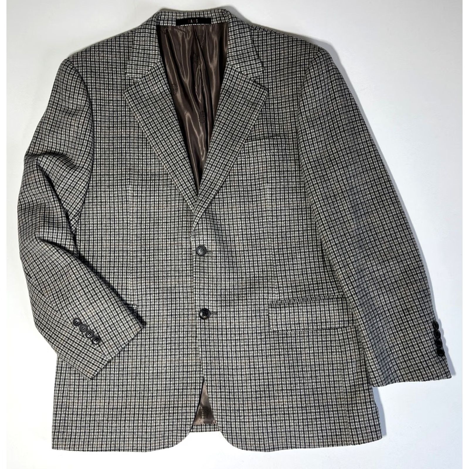 DAKS VINTAGE DAKS Blazer Jacket Wool Cashmere Blend Plaid 42 Regular Gray Mens Blazer Size 42R - 3 Thumbnail