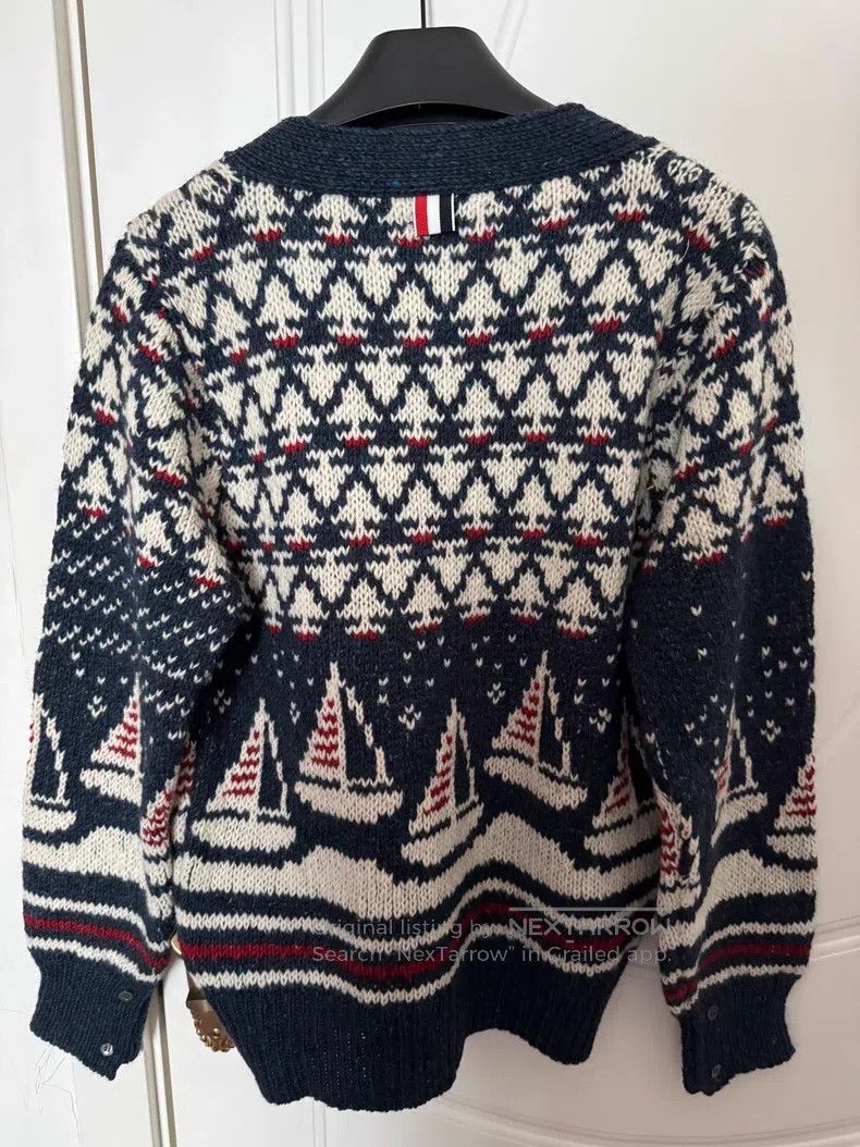 Thom Browne Thom Browne Sailing Pattern Wool Knit Cardigan Size US XS / EU 42 / 0 - 3 Thumbnail