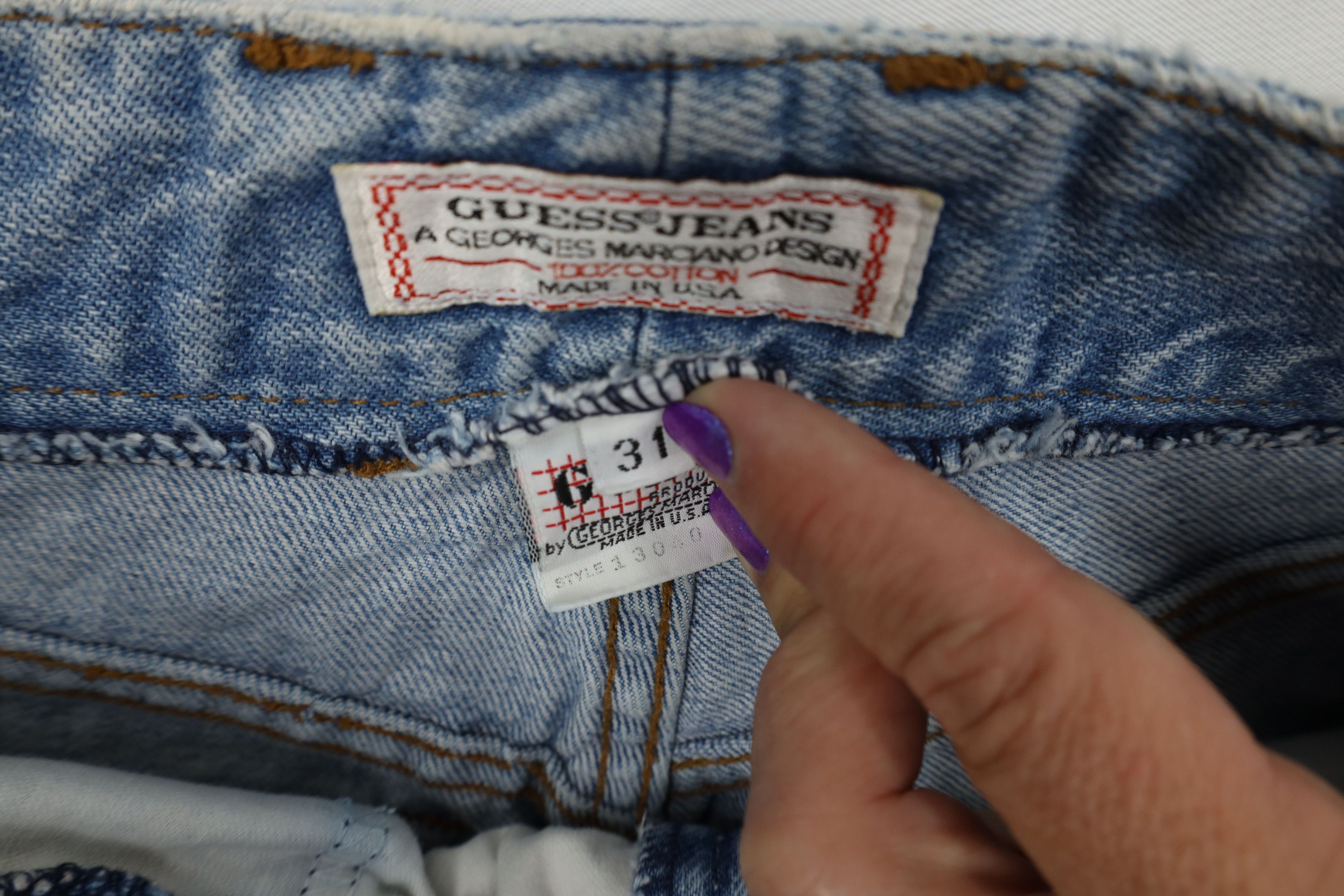 Guess Vintage 80s 90s Guess Tapered Leg Denim Jeans Blue USA Size 31" - 9 Thumbnail
